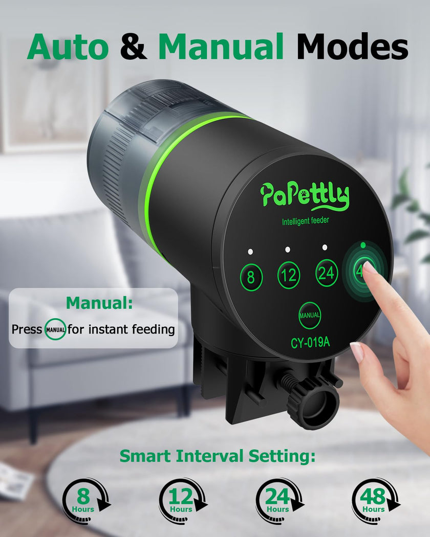 Papettly Automatic Fish Feeder for Aquarium - Battery Operated Auto Fish Food Dispenser for Fish Tank, 200ml Auto Timer Aquarium Tank Turtle Feeder, with 2 AAA Batteries and Fish Feeder Ring 🍁 All In One Marketplace Canada