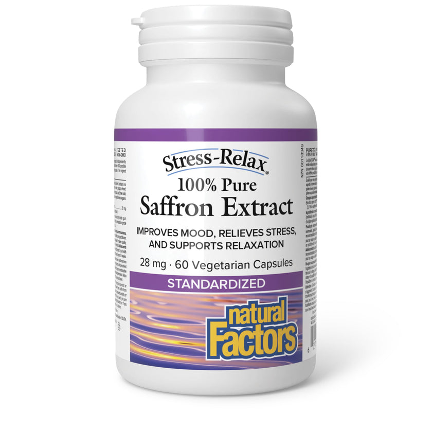 Natural Factors Stress-Relax Saffron Extract 28 mg, 60 DAY SUPPLY, 100% Pure, 60 Veg Caps, Improves Mood, Relieves Stress & Supports Relaxation, Proudly Canadian 🍁 All In One Marketplace Canada