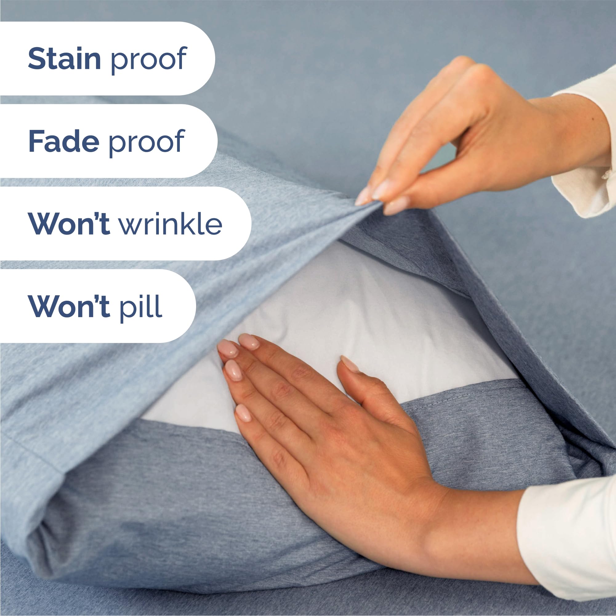 Queen Size 4 Piece Sheet Set - Comfy Breathable & Cooling Sheets - Hotel Luxury Bed Sheets for Women & Men - Deep Pockets, Easy-Fit, Soft & Wrinkle Free Sheets - Heathered Blue Oeko-Tex Bed Sheet Set 🍁 All In One Marketplace Canada