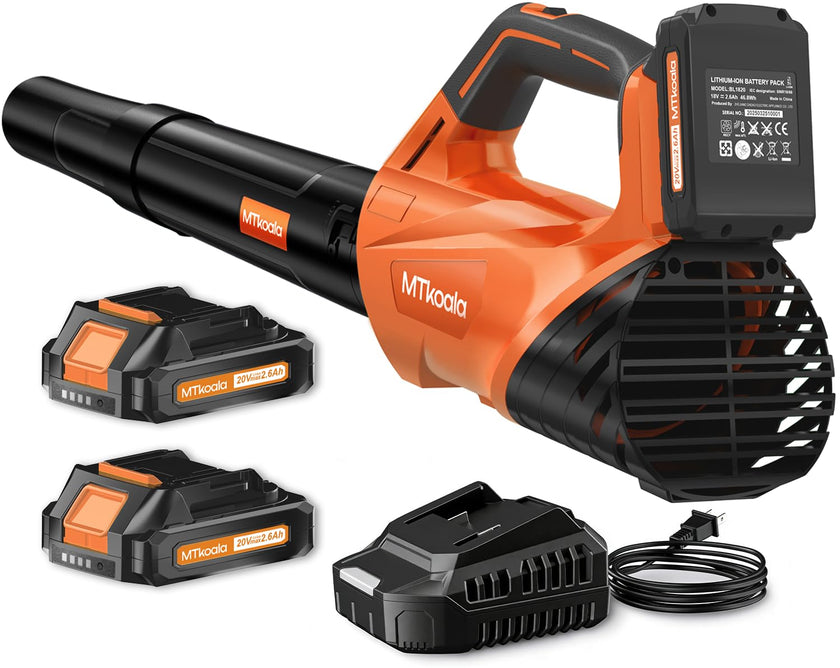 2026 Upgrade Leaf Blower, Leaf Blower Cordless with 2*2.6AH Batteries and Fast Charger, 450CFM &150MPH and 2 Speed Mode, Lightweight Electric Leaf Blowers for Lawn,Yard, Leaves, Dust,Snow Care(Orange) 🍁 All In One Marketplace Canada