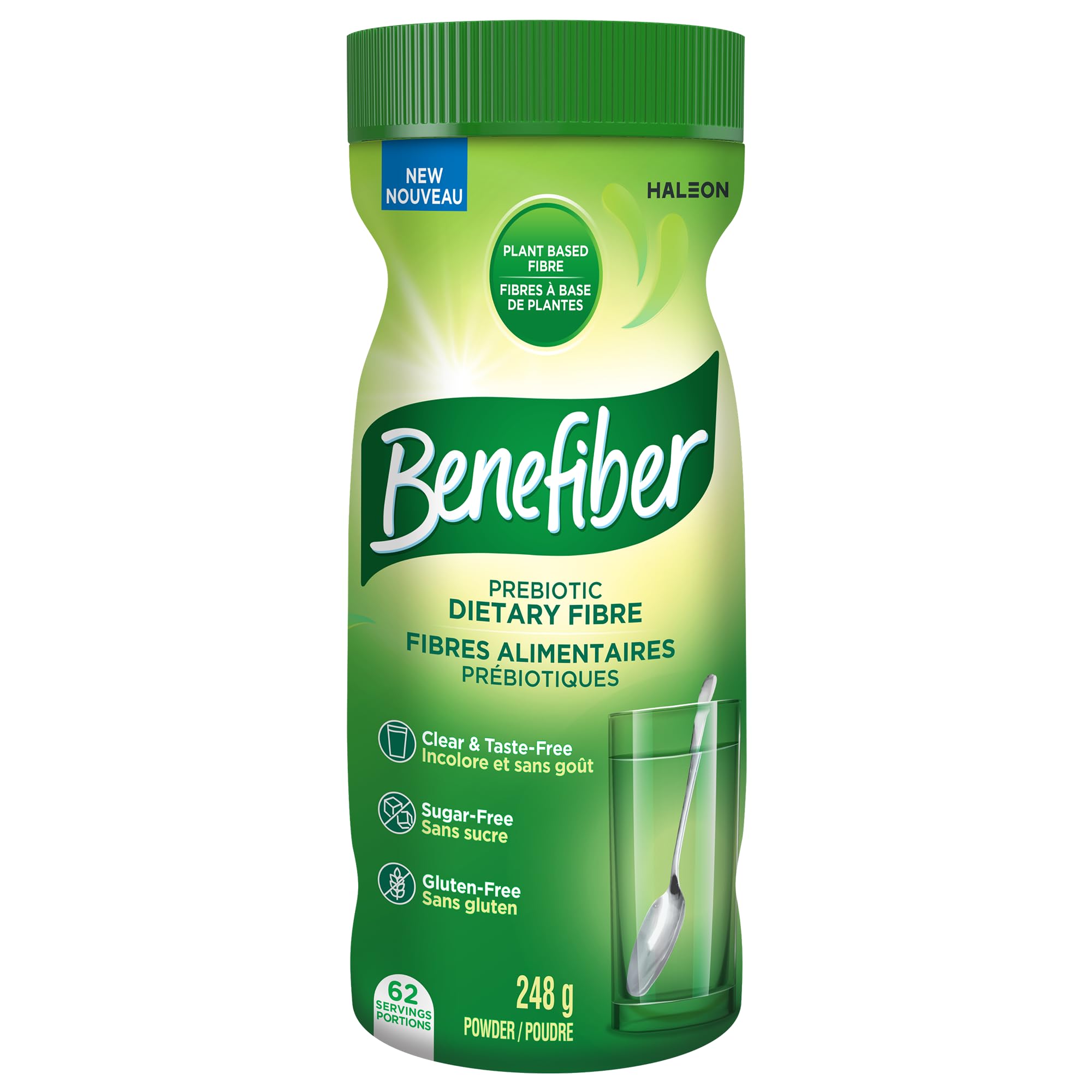 Benefiber Prebiotic Fibre Supplement Powder, Promotes Good Gut Health, Unflavoured & Completely Clear, Dissolves in Drinks & Food, Plant‑Based, Sugar‑Free, Gluten‑Free, Non-GMO, Daily Soluable Fibre Supplement, 62 Servings (248 g)