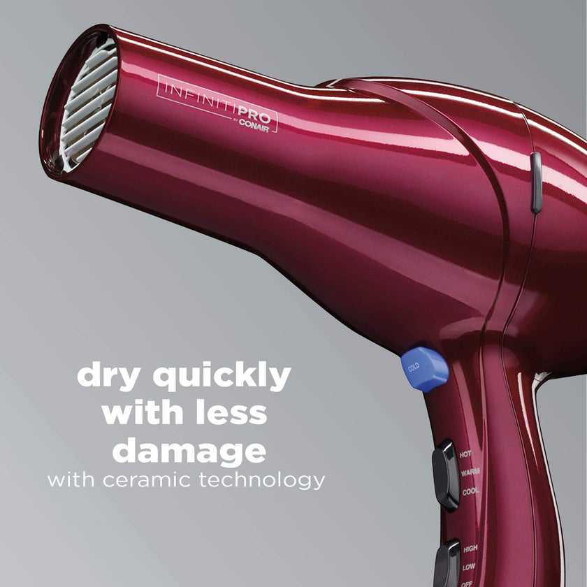 INFINITIPRO BY CONAIR 1875 Watt Salon Performance AC Motor Styling Tool/Hair Dryer, Burgundy Blow Dryer 🍁 All In One Marketplace Canada