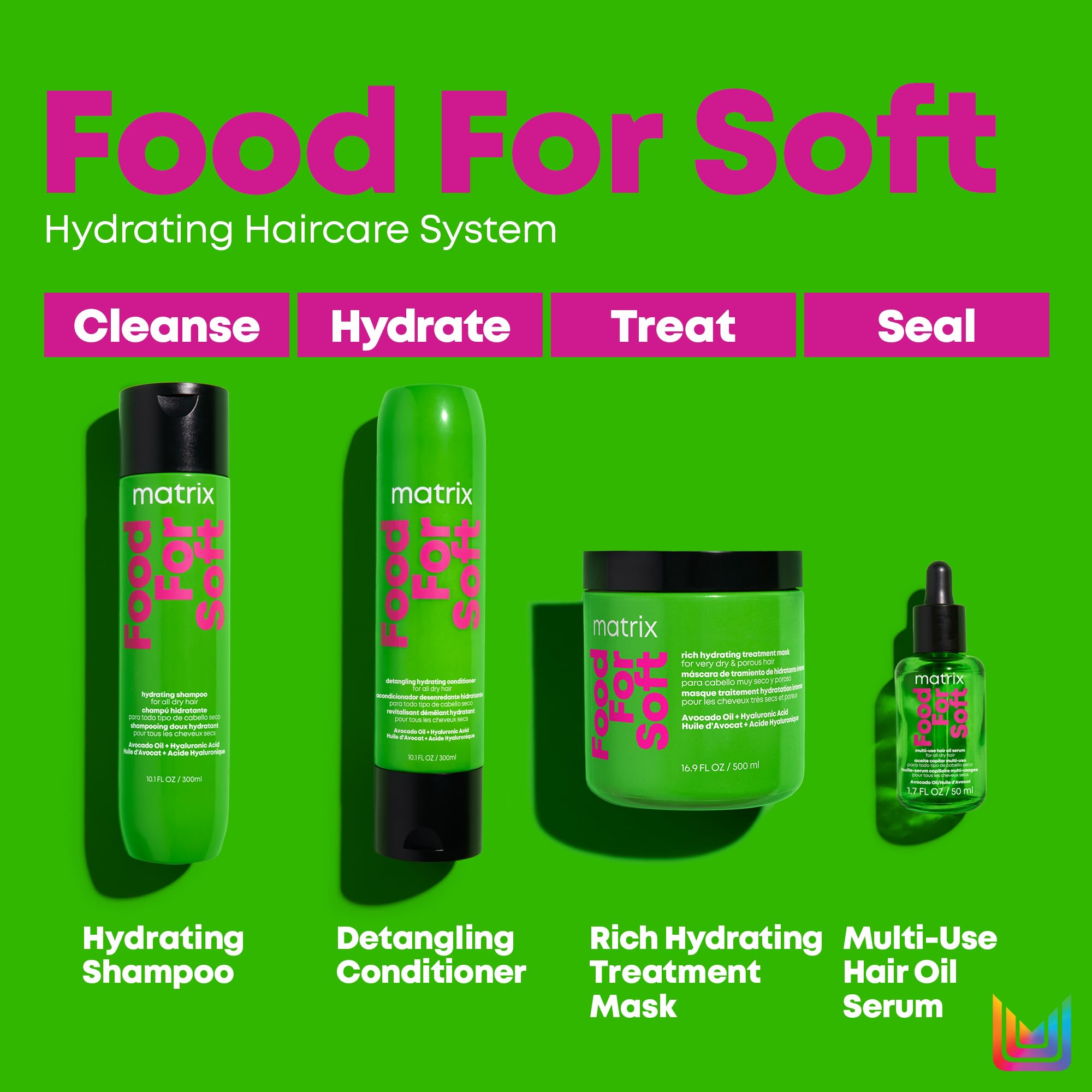 Matrix Rich Hydrating Treatment Mask for Very Dry and Porous Hair, With Avocado Oil and Hyaluronic Acid, Food For Soft, 500 ml 🍁 All In One Marketplace Canada