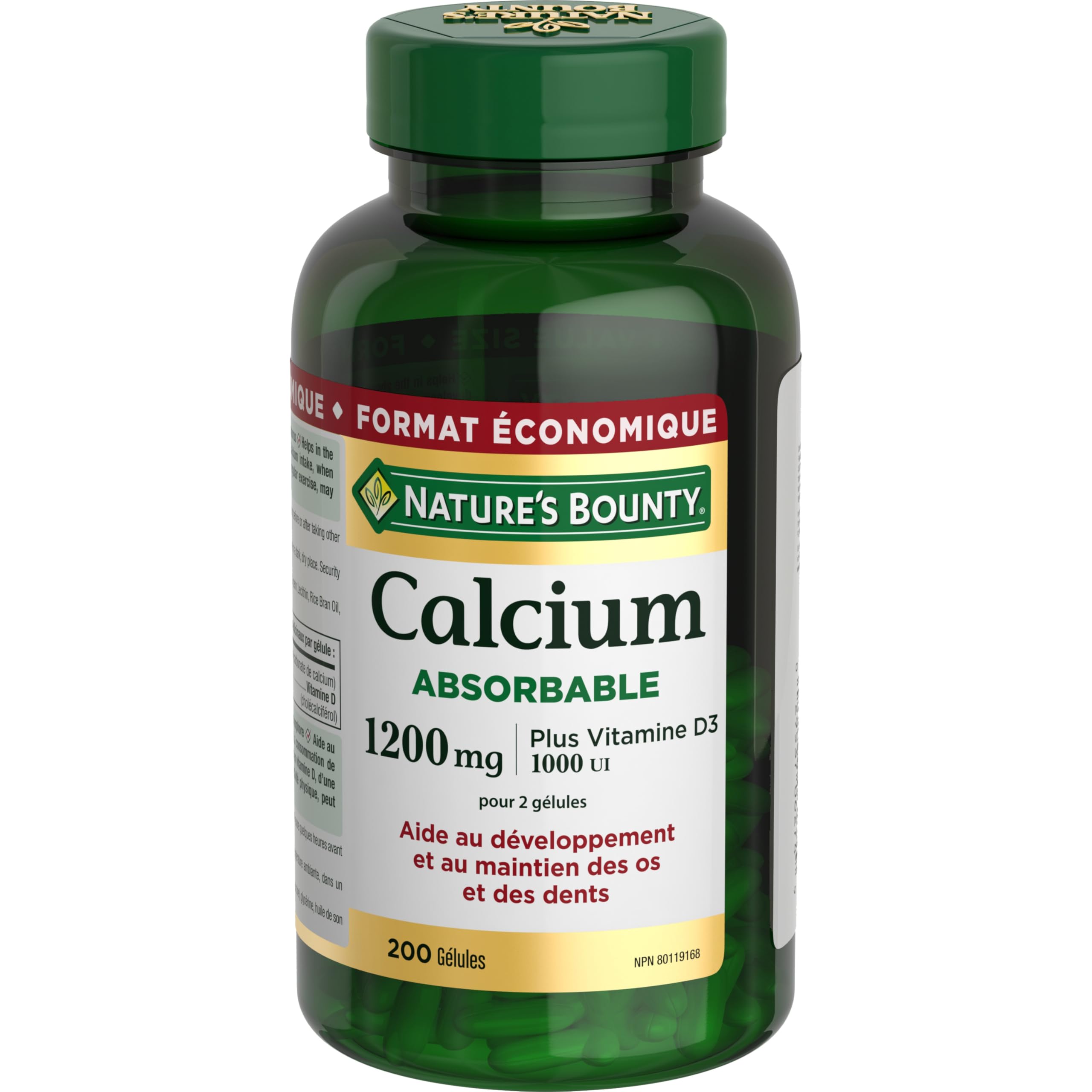 NATURE'S BOUNTY Calcium Plus Vitamin D3, Absorbable, 1200 mg, Helps Bones & Teeth, Softgels, 535 g 🍁 All In One Marketplace Canada