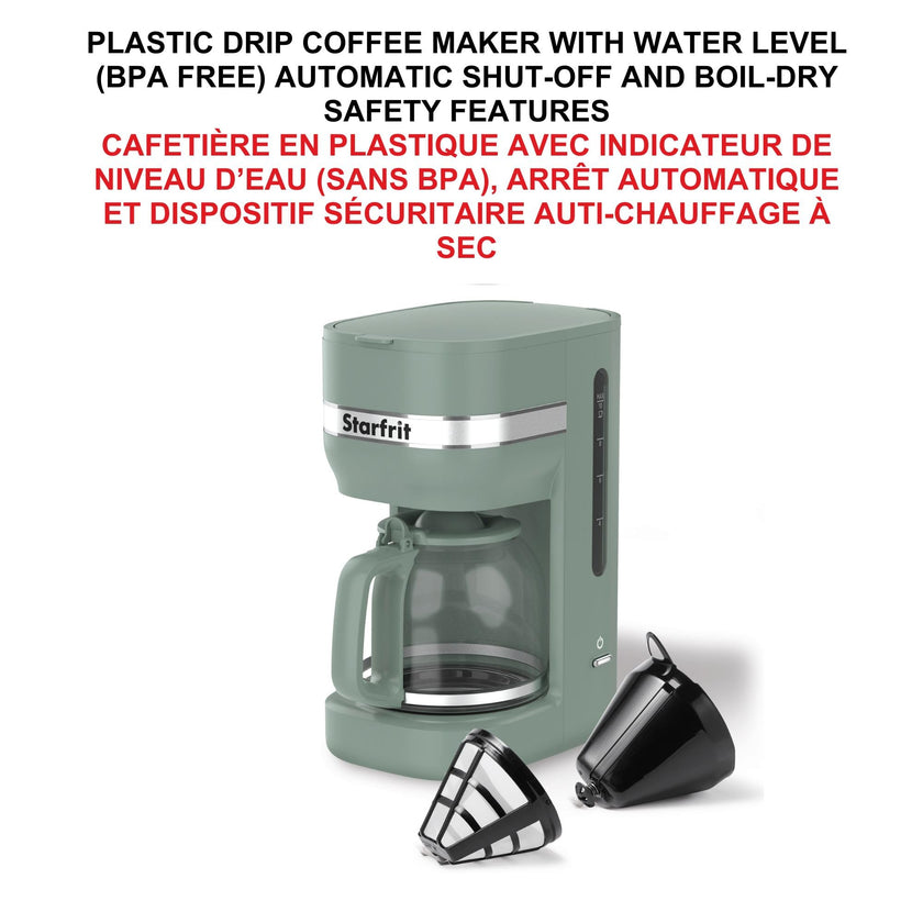 Starfrit 10-Cup Coffee Maker – Keep Warm Function – Reusable Filter Basket – Easy to clean – 900W – Sage 🍁 All In One Marketplace Canada