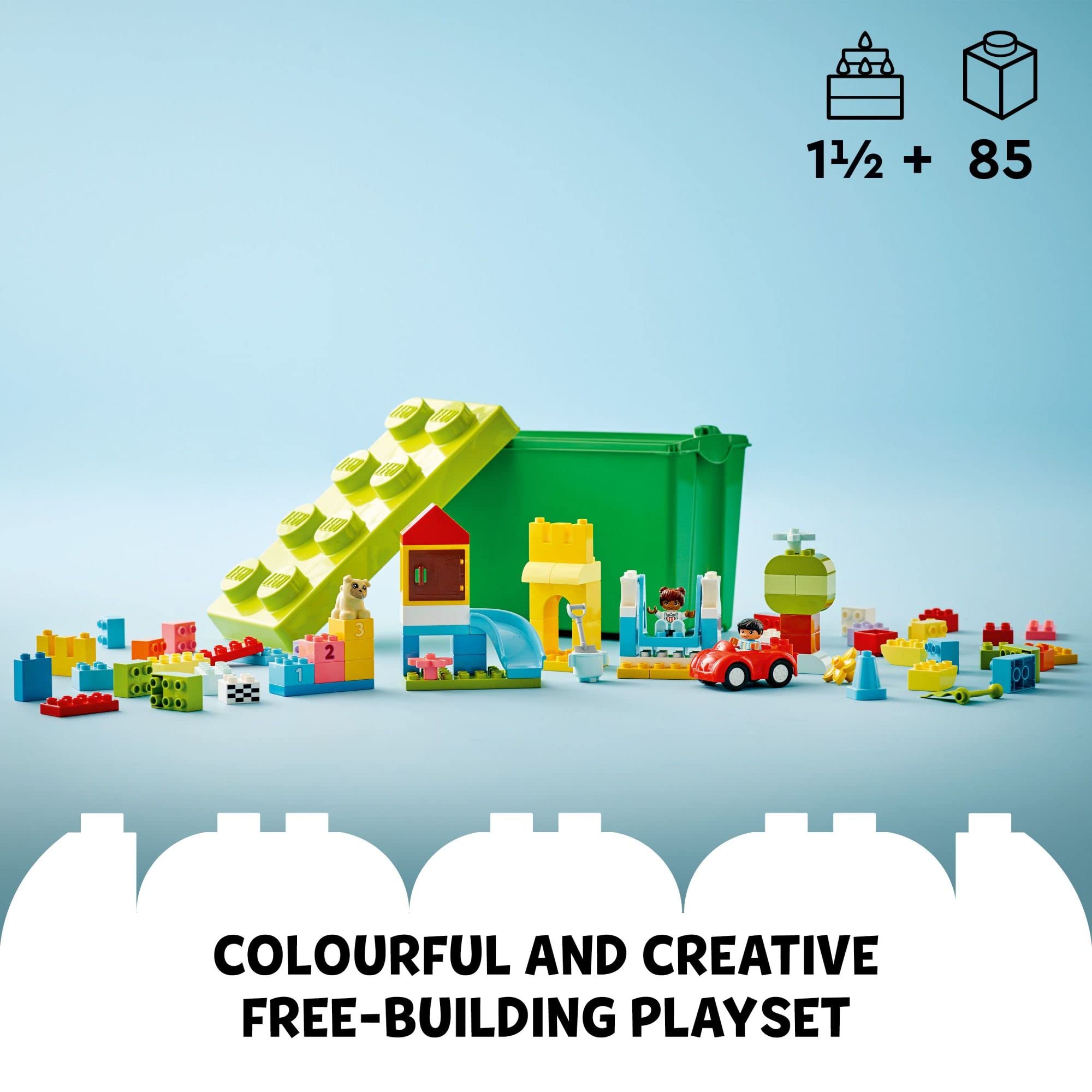 LEGO DUPLO Classic Deluxe Brick Box 10914 Starter Set - Features Storage Box, Bricks, Duplo Figures, Dog, and Car, Creative Play, Great Early Learning Toy for Toddlers Ages 18+ Months 🍁 All In One Marketplace Canada