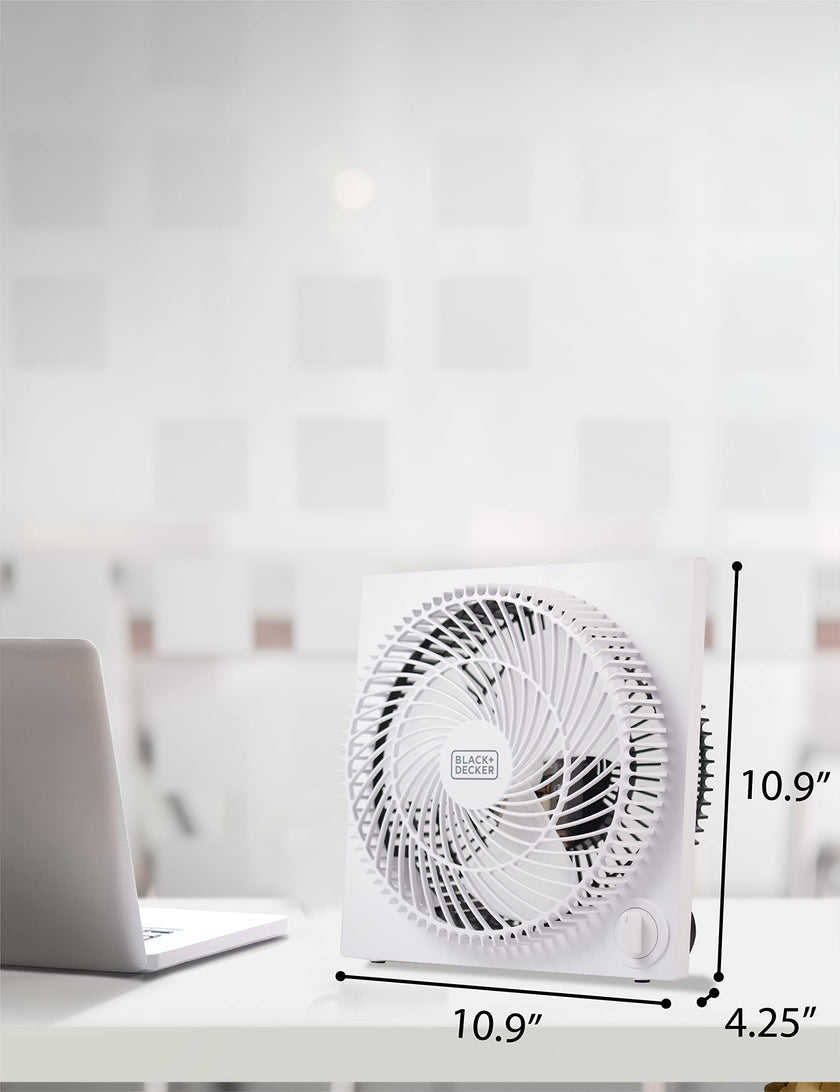 Black & Decker 9 in. Frameless Tabletop Box Fan, White 🍁 All In One Marketplace Canada