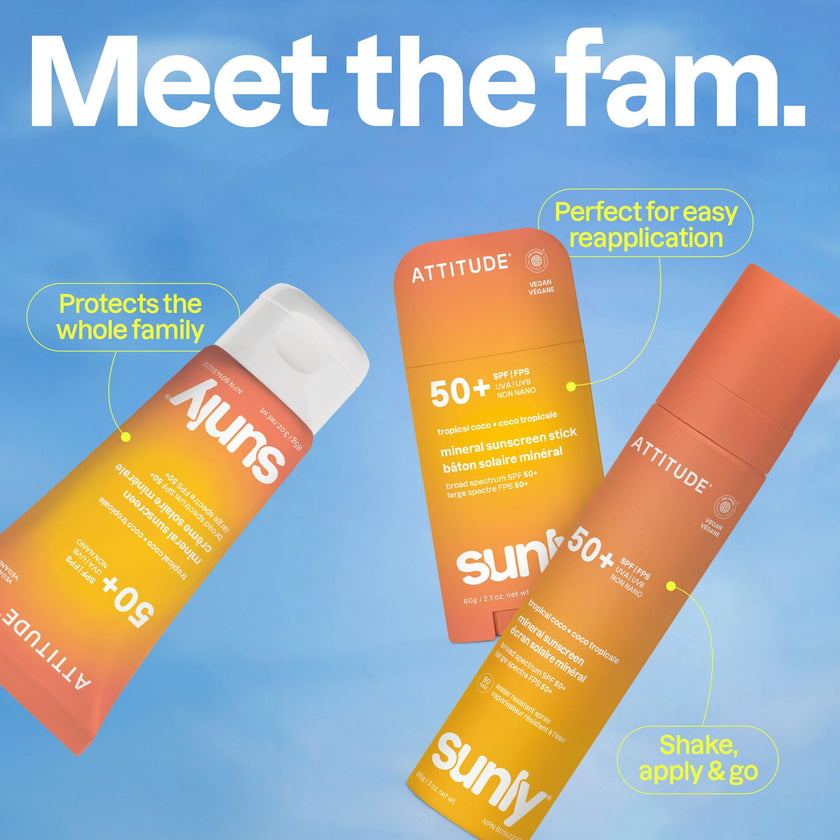 ATTITUDE Mineral Sunscreen SPF 50, Broad Spectrum Zinc Oxide, EWG Verified, Mineral-Based, Non-Nano, Lightweight Cream, Vegan, Tropical Coco Scent, 80 grams 🍁 All In One Marketplace Canada