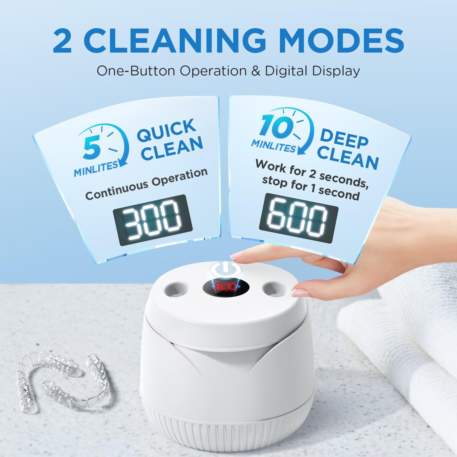 Dental Ultrasonic Retainer Cleaner Machine: 45kHz Dental Cleaning Pod with Digital Timer & 200ML, Cleaning for Dentures, Mouth Guards, Aligners, Night Guards, Braces, Toothbrush Heads & Jewelry 🍁 All In One Marketplace Canada