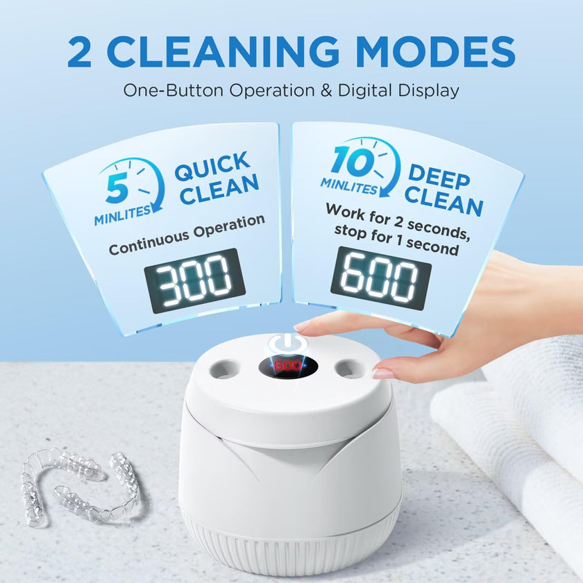 Dental Ultrasonic Retainer Cleaner Machine: 45kHz Dental Cleaning Pod with Digital Timer & 200ML, Cleaning for Dentures, Mouth Guards, Aligners, Night Guards, Braces, Toothbrush Heads & Jewelry 🍁 All In One Marketplace Canada