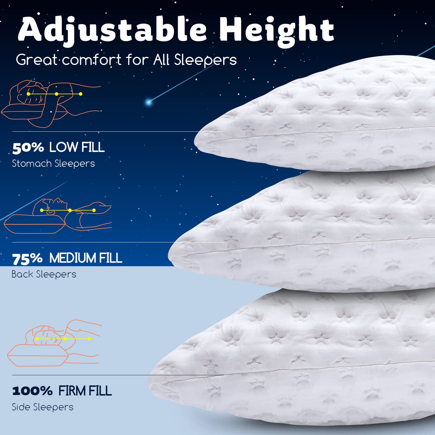 Cooling Side Sleeper Pillow for Neck and Shoulder, Luxury Shredded Memory Foam Curved Bed Pillows for Sleeping Set of 1- Adjustable Queen Size- Washable Cover Crescent White 🍁 All In One Marketplace Canada