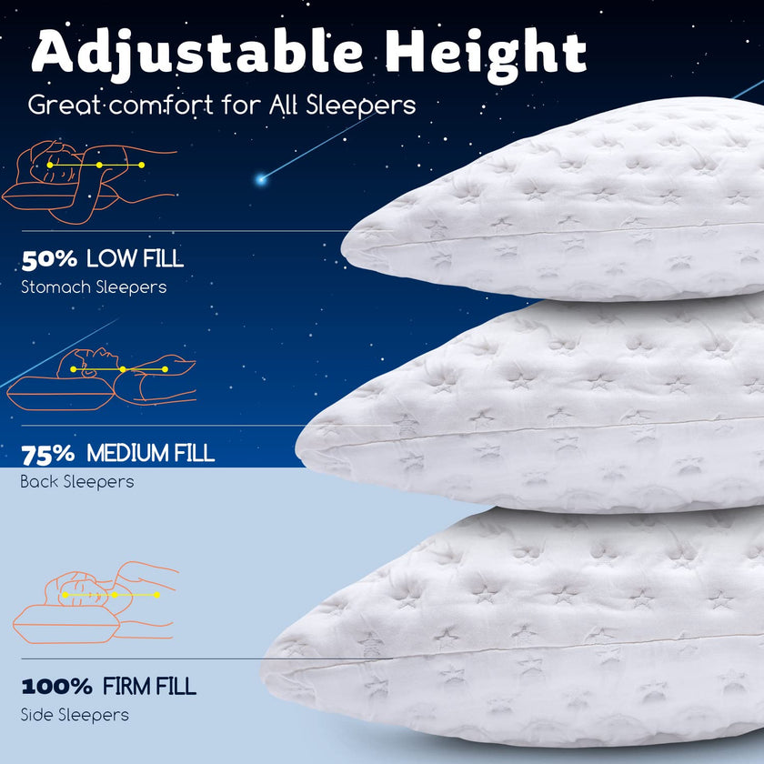 Cooling Side Sleeper Pillow for Neck and Shoulder, Luxury Shredded Memory Foam Curved Bed Pillows for Sleeping Set of 1- Adjustable Queen Size- Washable Cover Crescent White 🍁 All In One Marketplace Canada