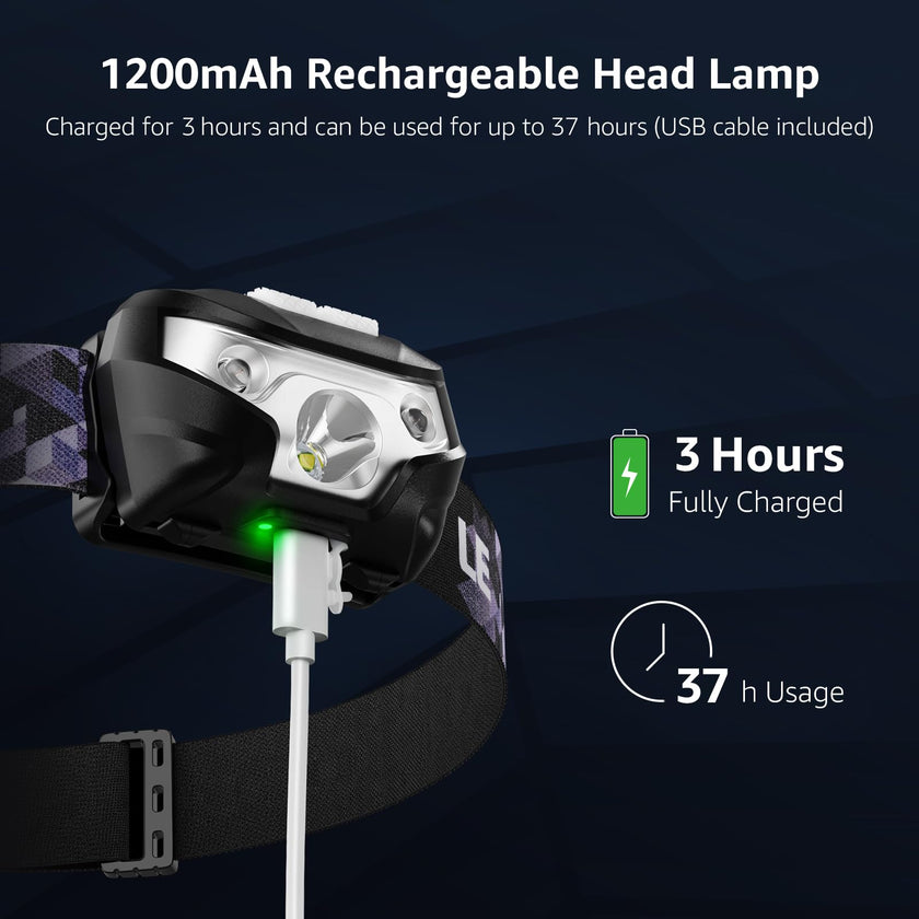 Lepro LED Headlamp Rechargeable, Super Bright Head Torch with Red Light & 5 Modes, Waterproof & Adjustable Headlight, Gear Essentials for Camping, Running, Hiking, Emergency (USB Cable Included) 🍁 All In One Marketplace Canada