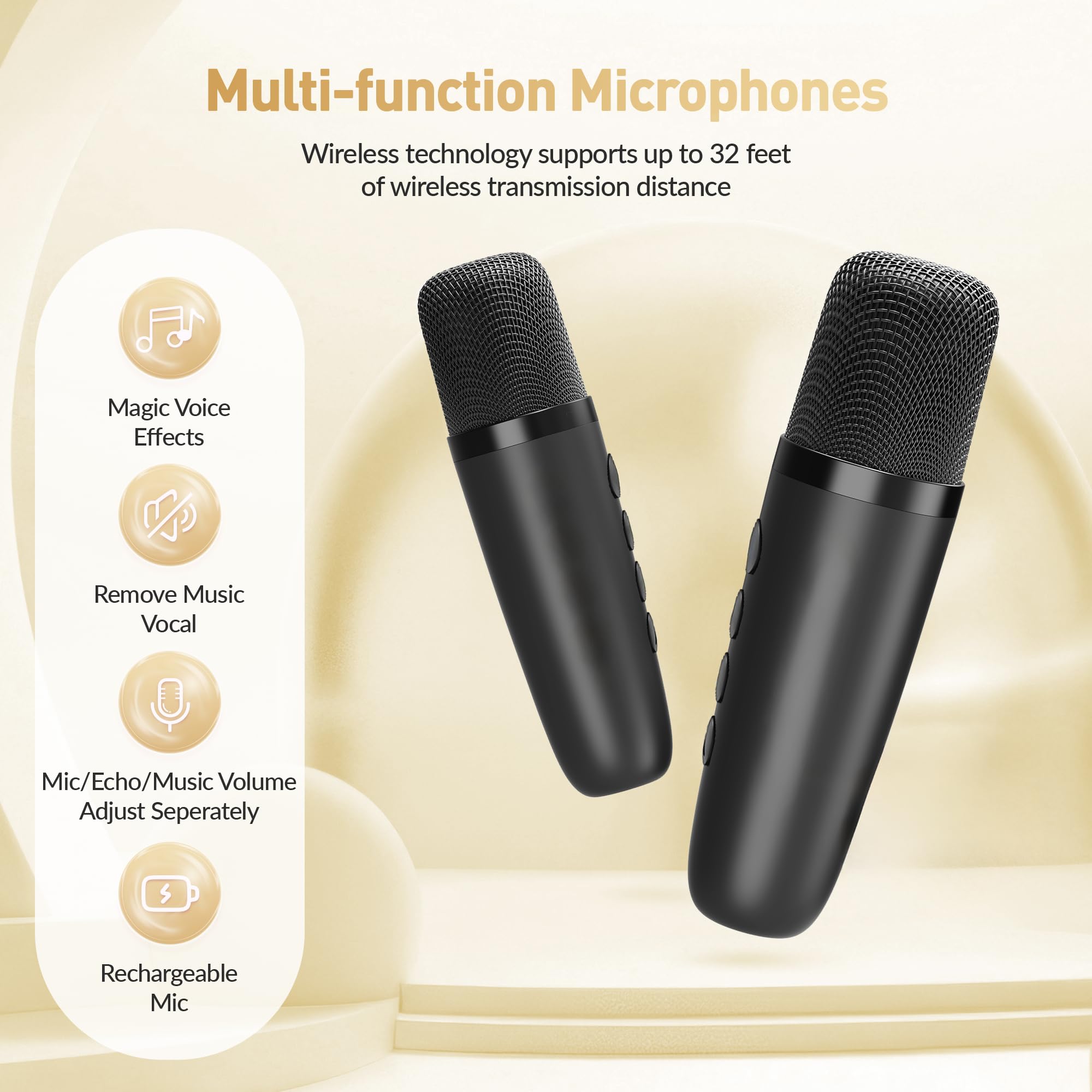 Mini Karaoke Machine, Portable Bluetooth Karaoke Speaker with 2 Wireless Microphones and Party Lights for Kids and Adults, Birthday Gifts for Girls Boys Family Home Party 🍁 All In One Marketplace Canada