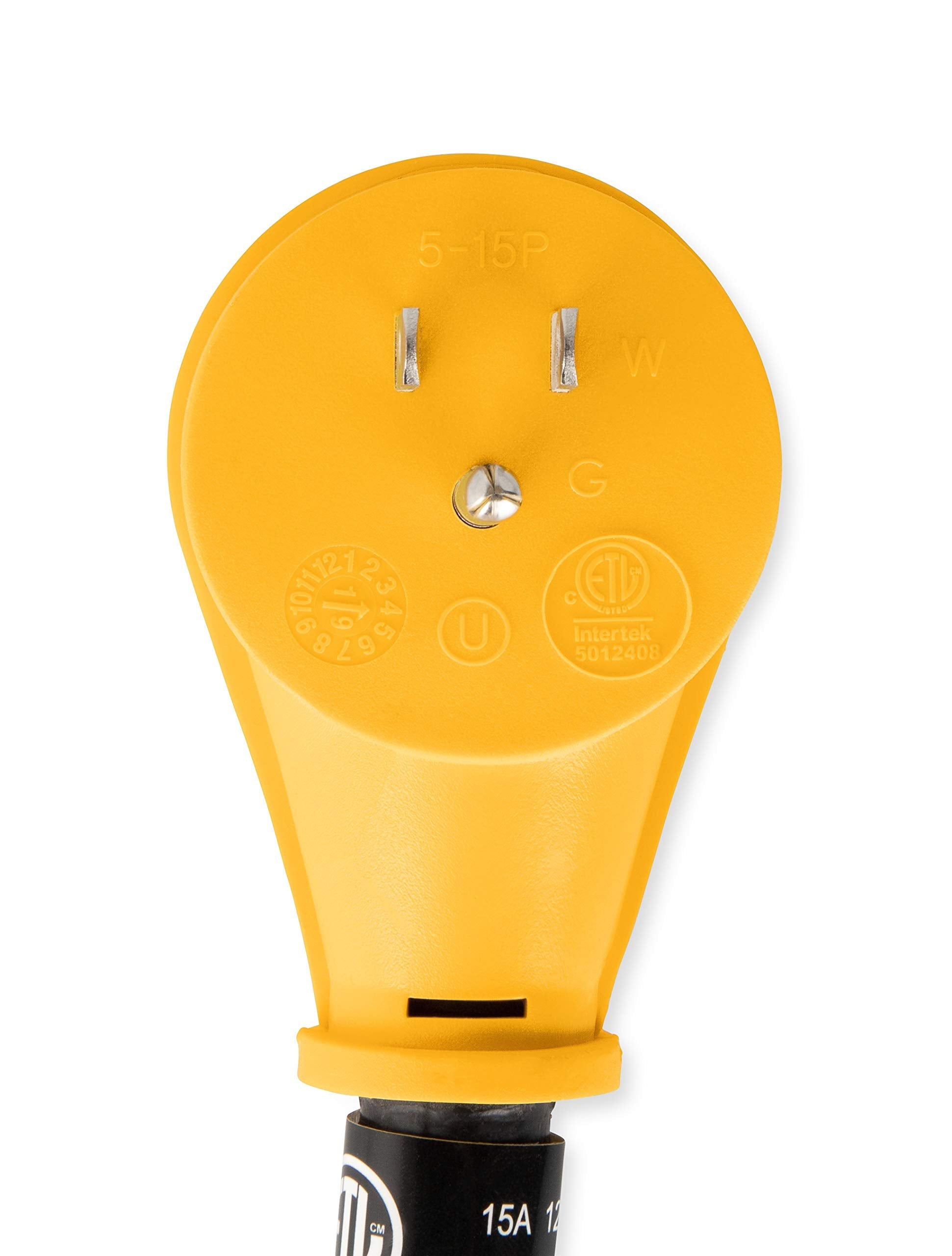 CAMCO (55165) Heavy Duty RV Dogbone Electrical Adapter with Innovative 180 Degree Bend Design and Easy PowerGrip Handle - 15 Amp Male to 30 Amp Female, 12 inch, Black 🍁 All In One Marketplace Canada