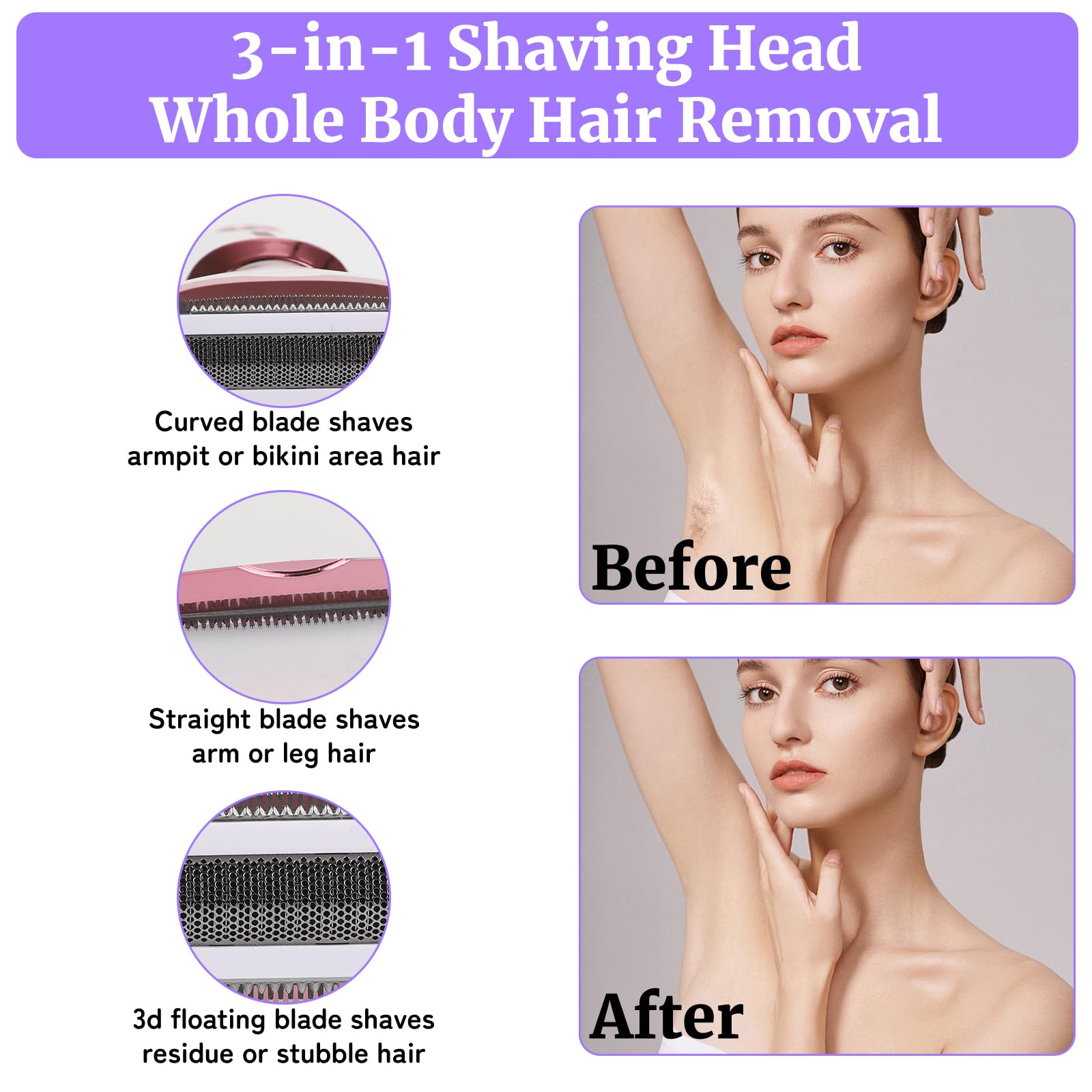 Beanify Electric Razor for Women Men,4 in 1 LED Display Ladies Wet & Dry Body Razors and Facial Hair Remover, Rechargeable Painless Hair Removal Kit for Nose Face Body Leg Bikini Arm Hair (Pink) 🍁 All In One Marketplace Canada