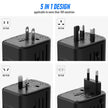 VYLEE Universal International Power Travel Plug Adapter, 5 in 1 European Travel Plug Adapter W/ 3.5A 2xUSB-A and 2xUSB C Wall Charger and Worldwide AC Outlet for Europe USA UK AUS Asia (Black Grey) 🍁 All In One Marketplace Canada