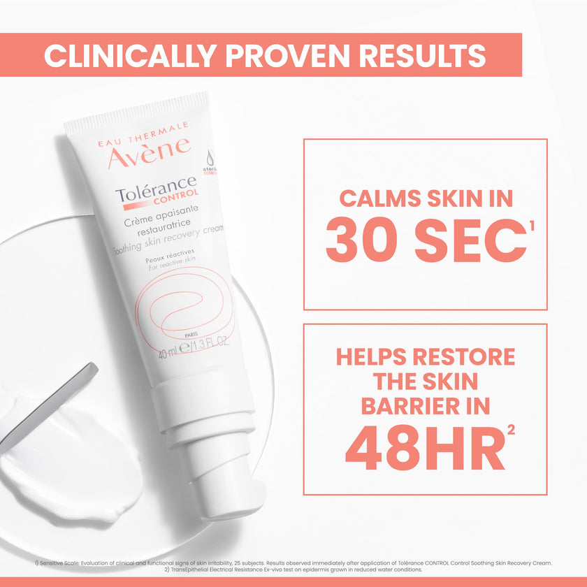 Eau Thermale Avene Tolerance Control Soothing Skin Recovery Cream, For all Hypersensitive, Reactive, Intolerant and Allergic skin, Normal to Combination skin, Tube with Sterile Cosmetic pump, Day Cream, 40 ml 🍁 All In One Marketplace Canada