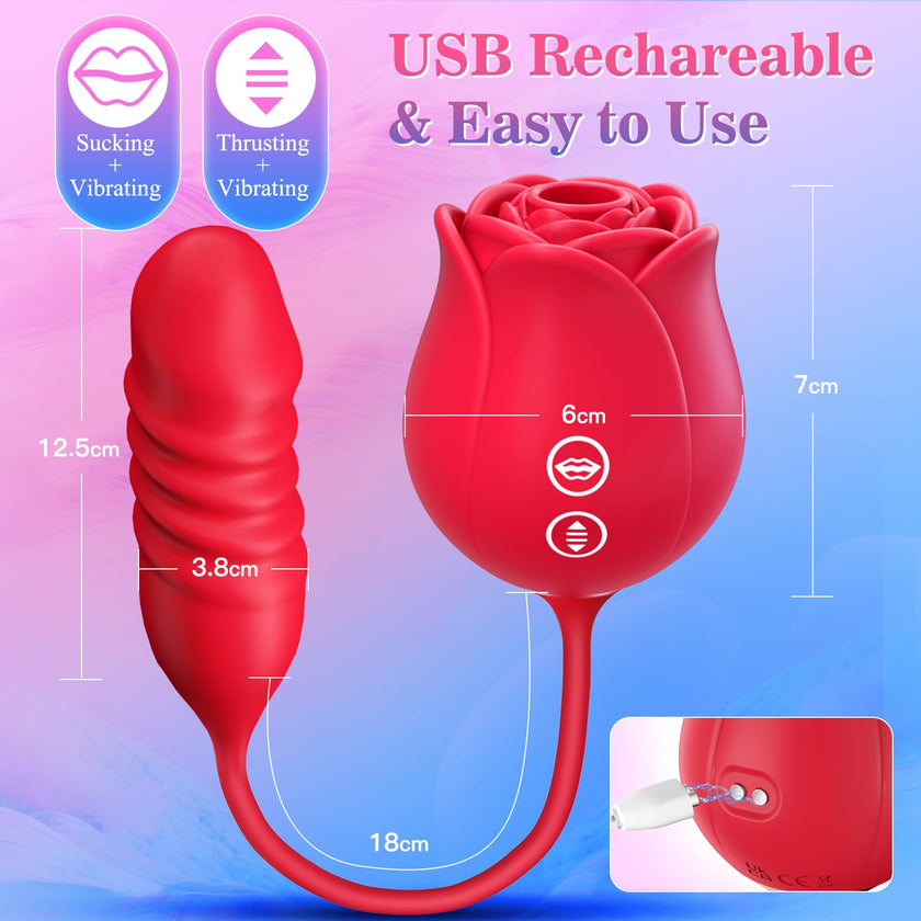 Neworld Sex Toys Rose Vibrator with 9 Sucking & Thrusting Dildo Vibrators 🍁 All In One Marketplace Canada
