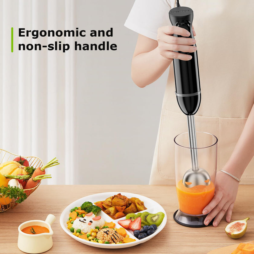 Bonsenkitchen Hand Blender, Immersion Blender with 2 Mixing Speed, Electric Handheld Blender Portable Stick Mixer with Stainless Steel Blades for Soup, Smoothie, Puree, Baby Food 🍁 All In One Marketplace Canada
