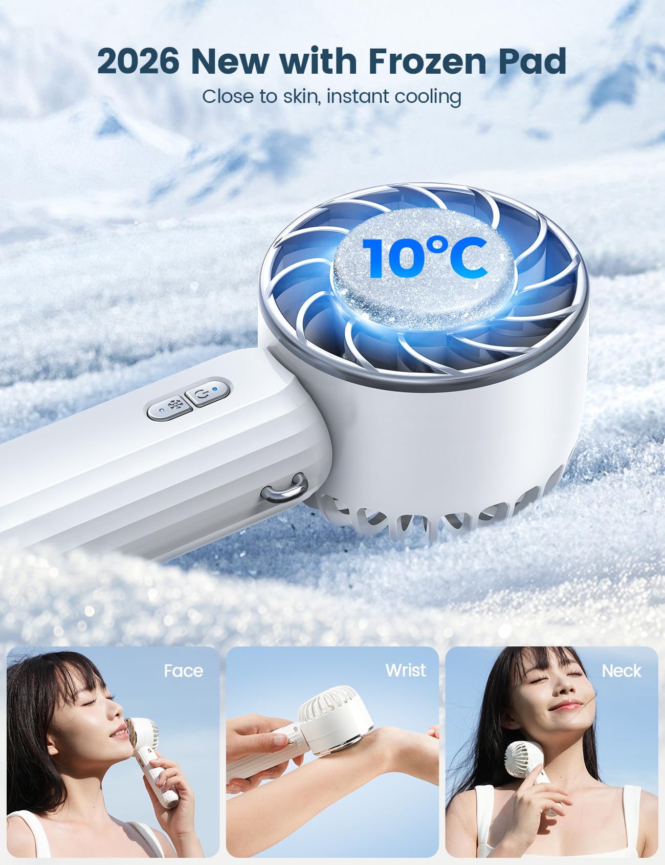 Lamicall Frozen Pad Handheld Fan, Cooling Plate Portable Fan - Refrigerating Freezer Pad, 5s Instant Cooling to 10°C Ice Cool, Mini Air Conditioner with 3 Speeds, Desk Table with Lanyard, Mom Gift 🍁 All In One Marketplace Canada