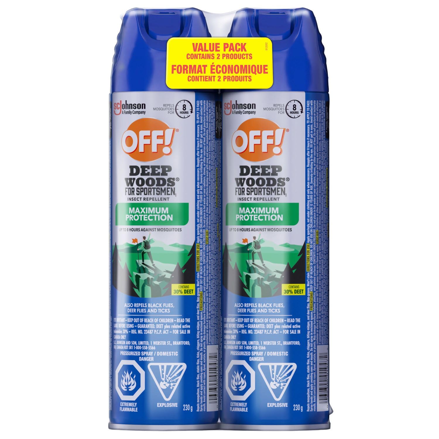 OFF Deep Woods Insect and Mosquito Bug Spray Repellent for Sportsmen, Camping, Safe for Clothing, 230g, 2pk, (Packaging May Vary) 🍁 All In One Marketplace Canada