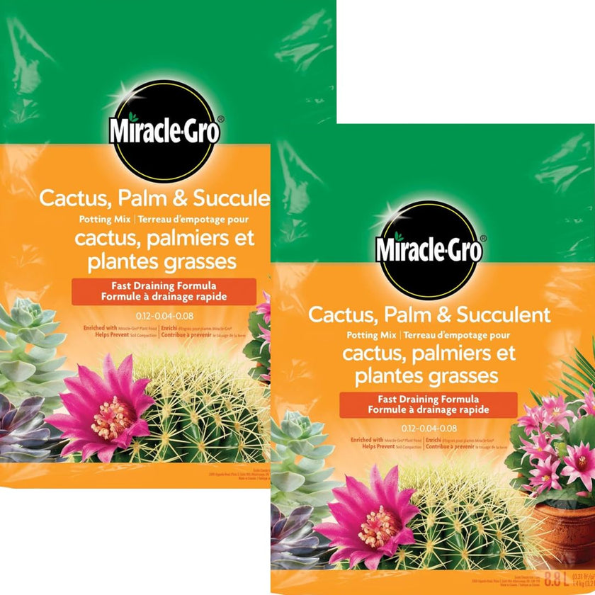 Miracle-Gro Cactus Palm & Succulant Mix 8.8L, 2-Pack | Fast-Draining Soil for Cacti, Palms & Succulents | Feeds 6 Months 🍁 All In One Marketplace Canada