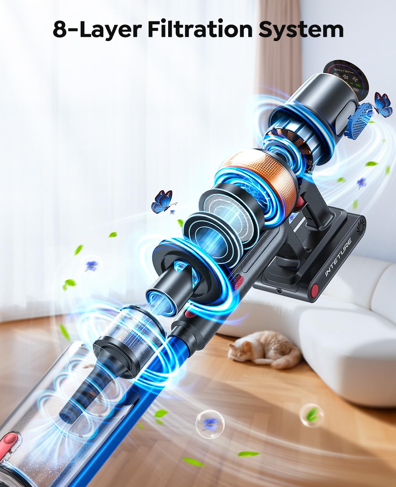 INTETURE Cordless Vacuum Cleaner, 650W 55KPA 70Mins (ECO) Vacuum Cleaners with LED Display, Self-Standing Cordless Vacuum, Anti-Tangle, Rechargeable Stick Vacuum for Home/Pet Hair/Carpet 🍁 All In One Marketplace Canada