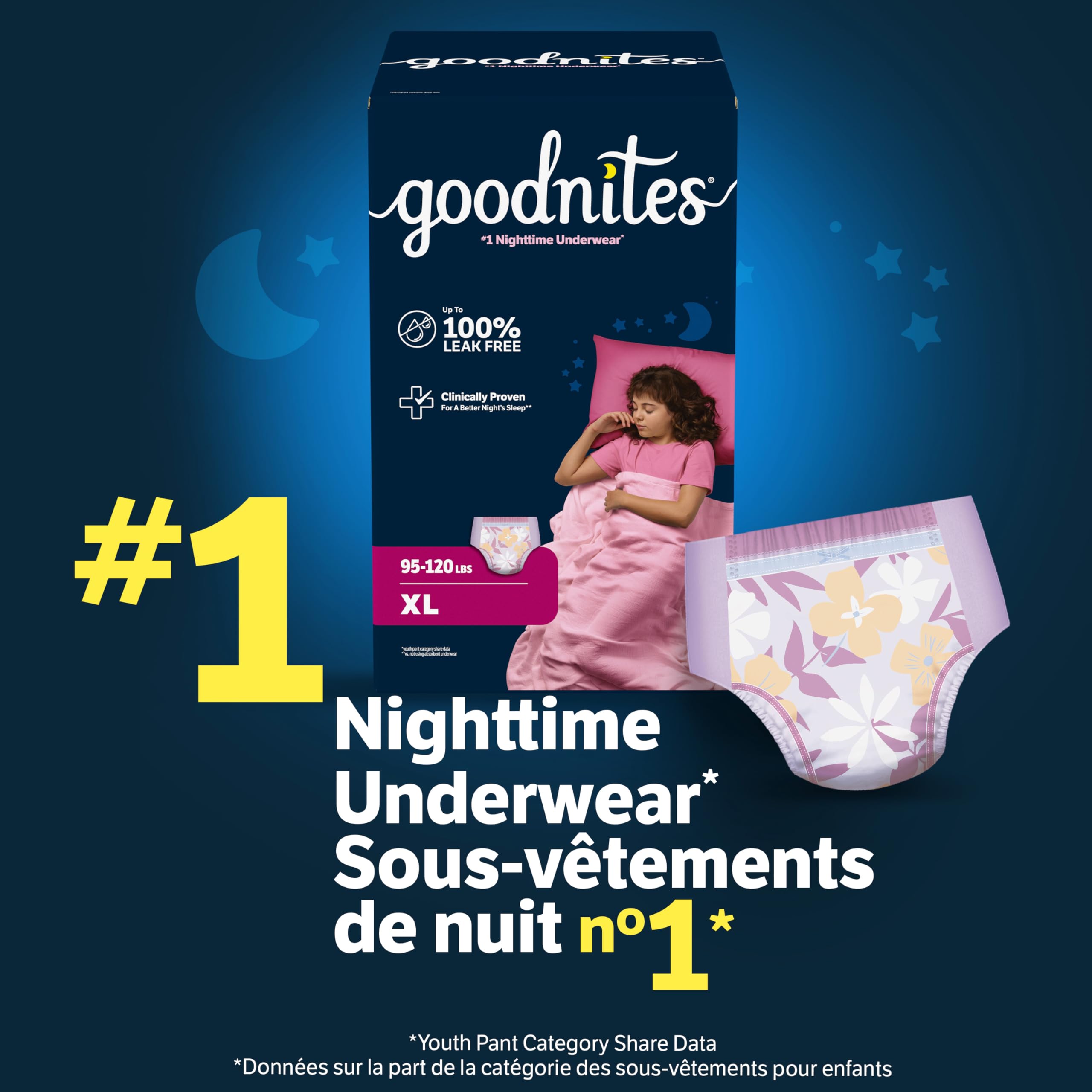 GoodNites Girls' Nighttime Bedwetting Underwear, Large (68-95 lbs), 75 Ct 🍁 All In One Marketplace Canada