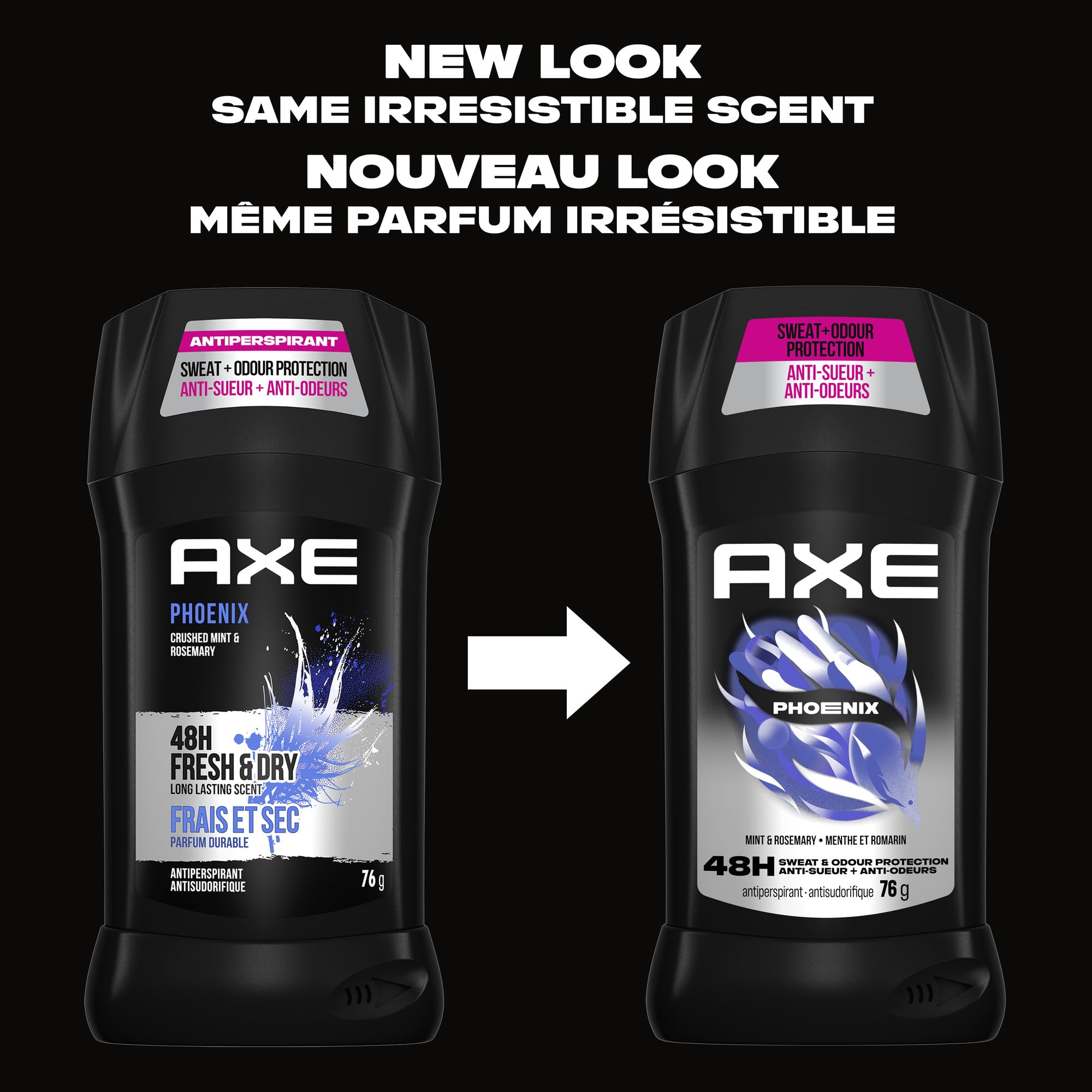 AXE Phoenix Antiperspirant Stick for 48-Hour Sweat and Odour Protection, Crushed Mint & Rosemary, 76g (Pack of 4) 🍁 All In One Marketplace Canada