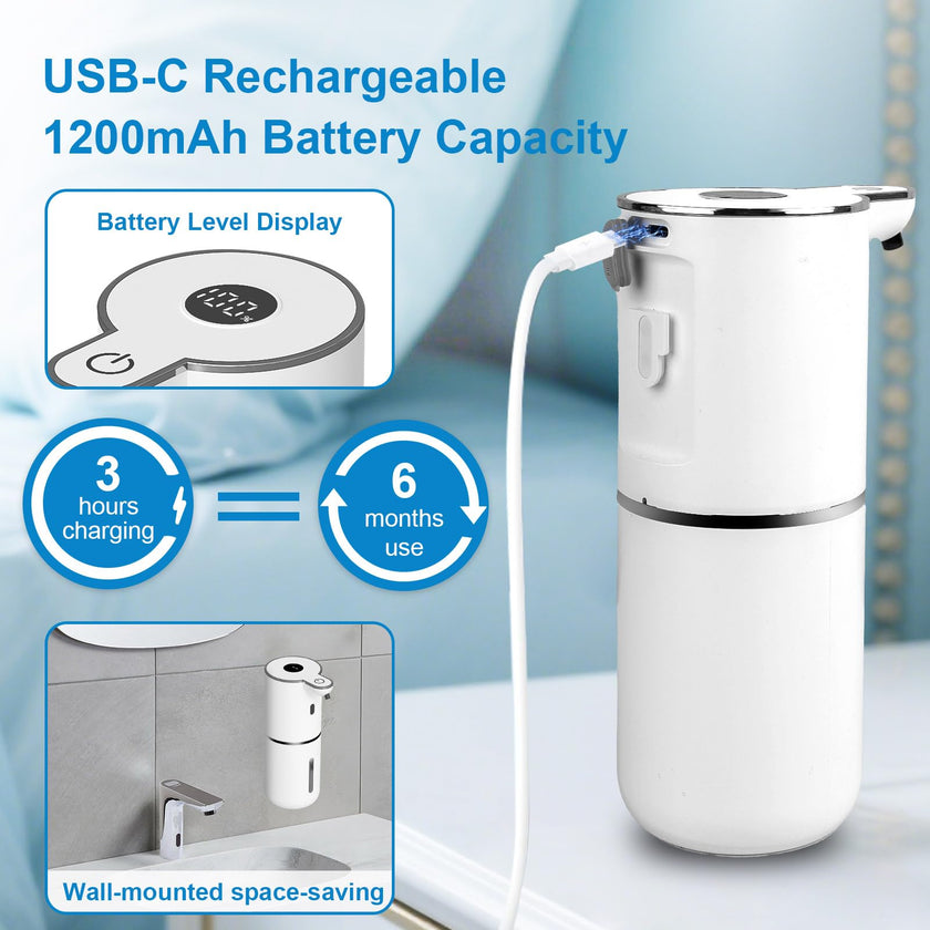 Automatic Liquid Soap Dispenser Touchless, USB Rechargeable Smart Hand Soap Dispenser, 6-Level Adjustable, 12.8oz/380mL Wall Mount for Bathroom Kitchen Dish Soap 🍁 All In One Marketplace Canada