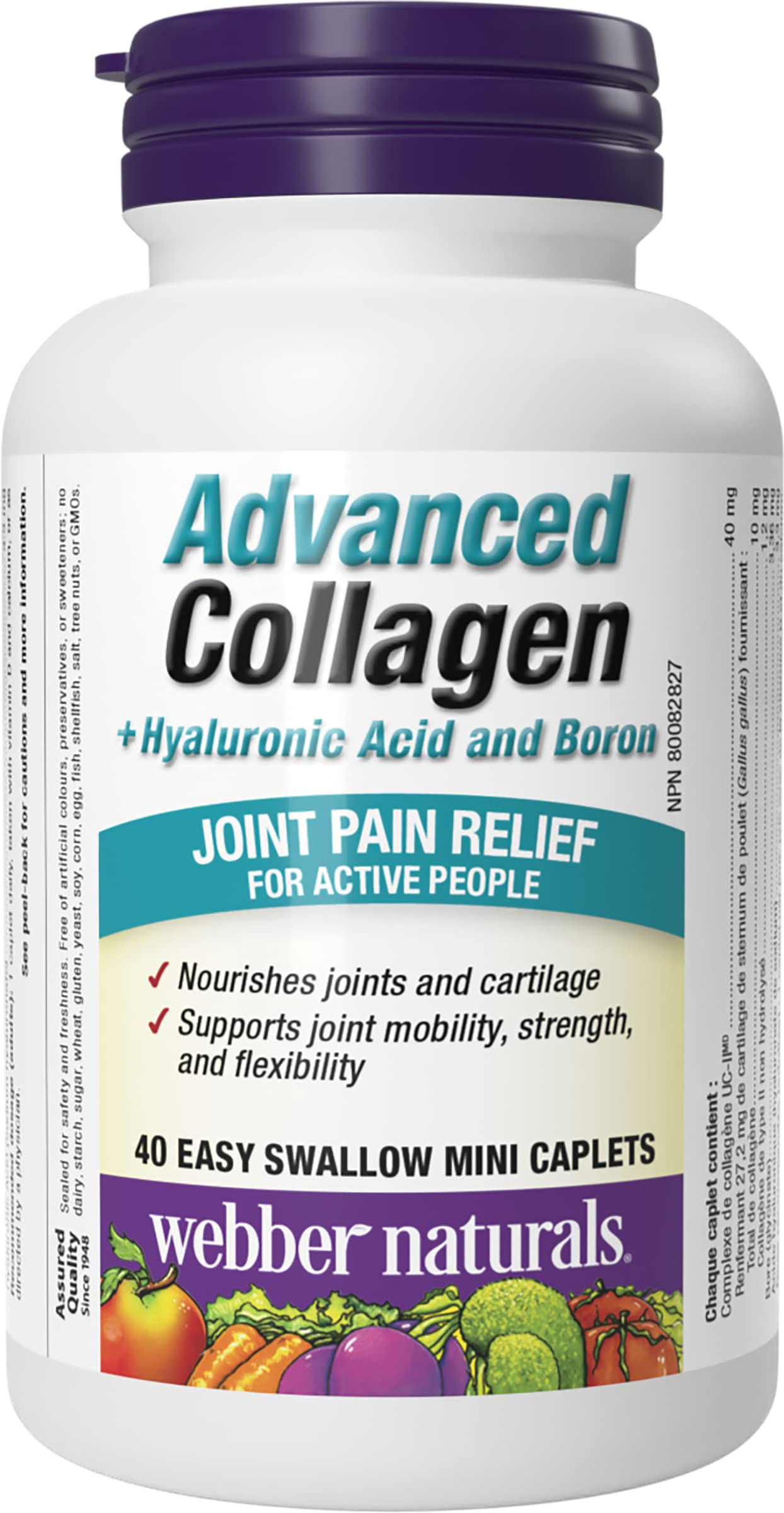 Webber Naturals Advanced Collagen + Hyaluronic Acid & Boron, Helps Reduce Osteoarthritic Joint Pain & Stiffness, 40 Mini Caplets 🍁 All In One Marketplace Canada