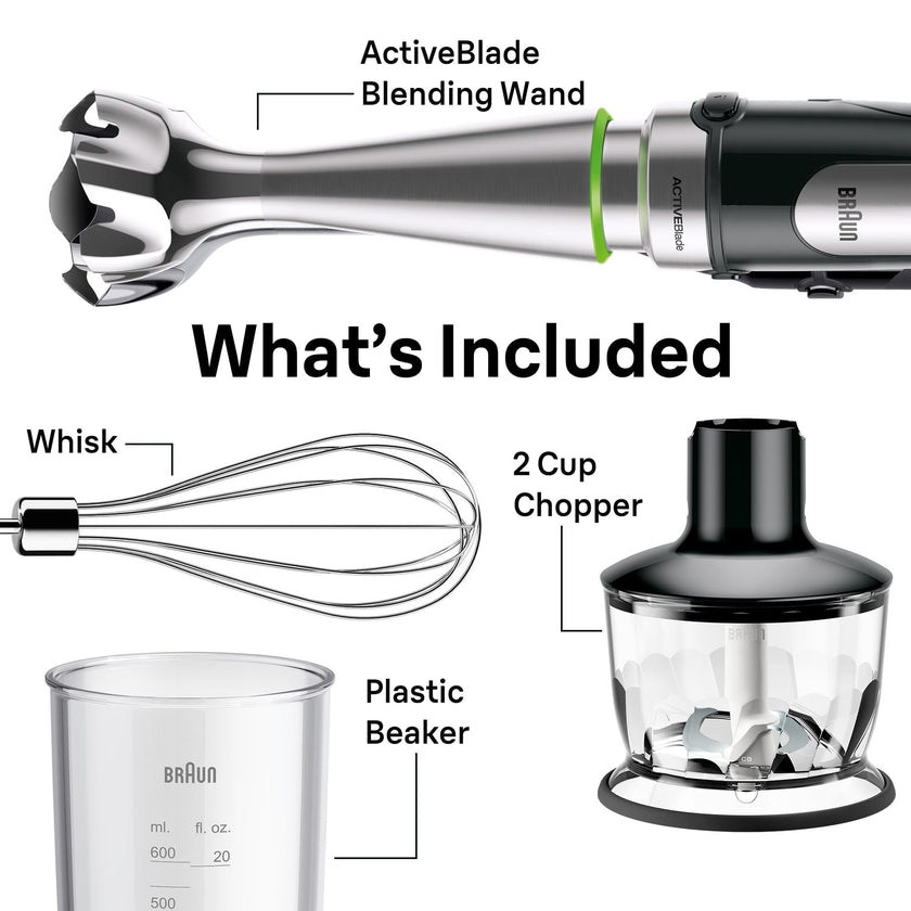 Braun MultiQuick 7 3-in-1 Immersion Blender with Food Processor – Powerful Handheld Electric Stick Blender - Emulsifier for Chopping, Beating & Whisking - Ideal for Soup, Puree, Smoothies & More 🍁 All In One Marketplace Canada