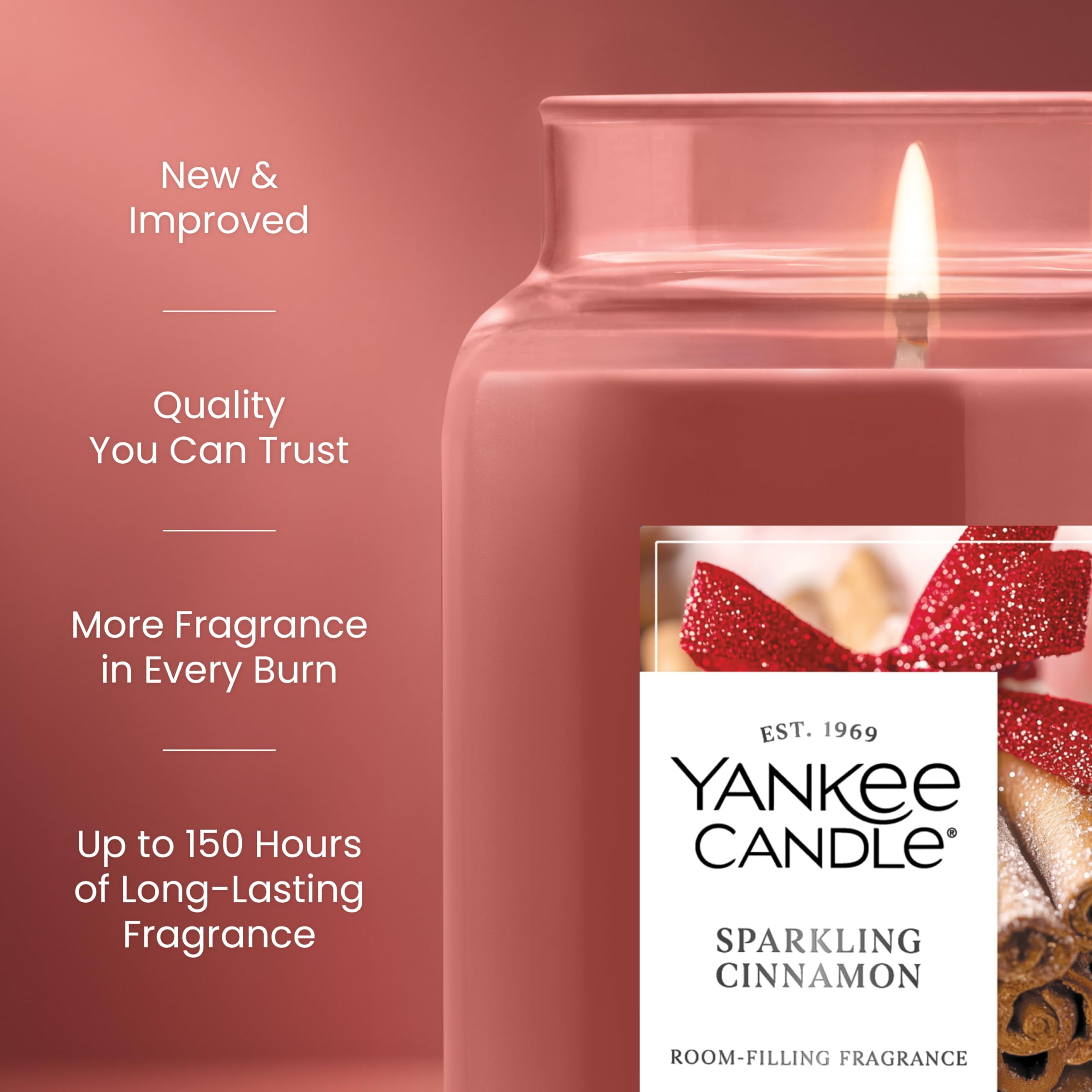 Yankee Candle Large Jar Scented Candle with up to 150 Hour Burn Time, Premium Plant Wax Blend for Cleaner Consistent Burn and Room Filling Fragrance, 22 oz, Sparkling Cinnamon 🍁 All In One Marketplace Canada