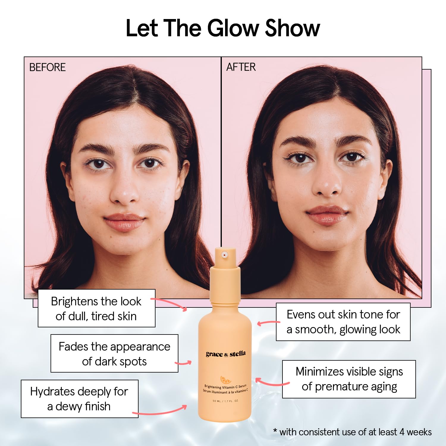 grace & stella Vitain C Serum (50ml /1.7 fl oz) - Brightening Vitamin C Face Serum with Hyaluronic Acid - To Reduce Dullness & Dark Spots - Vegan Skincare 🍁 All In One Marketplace Canada