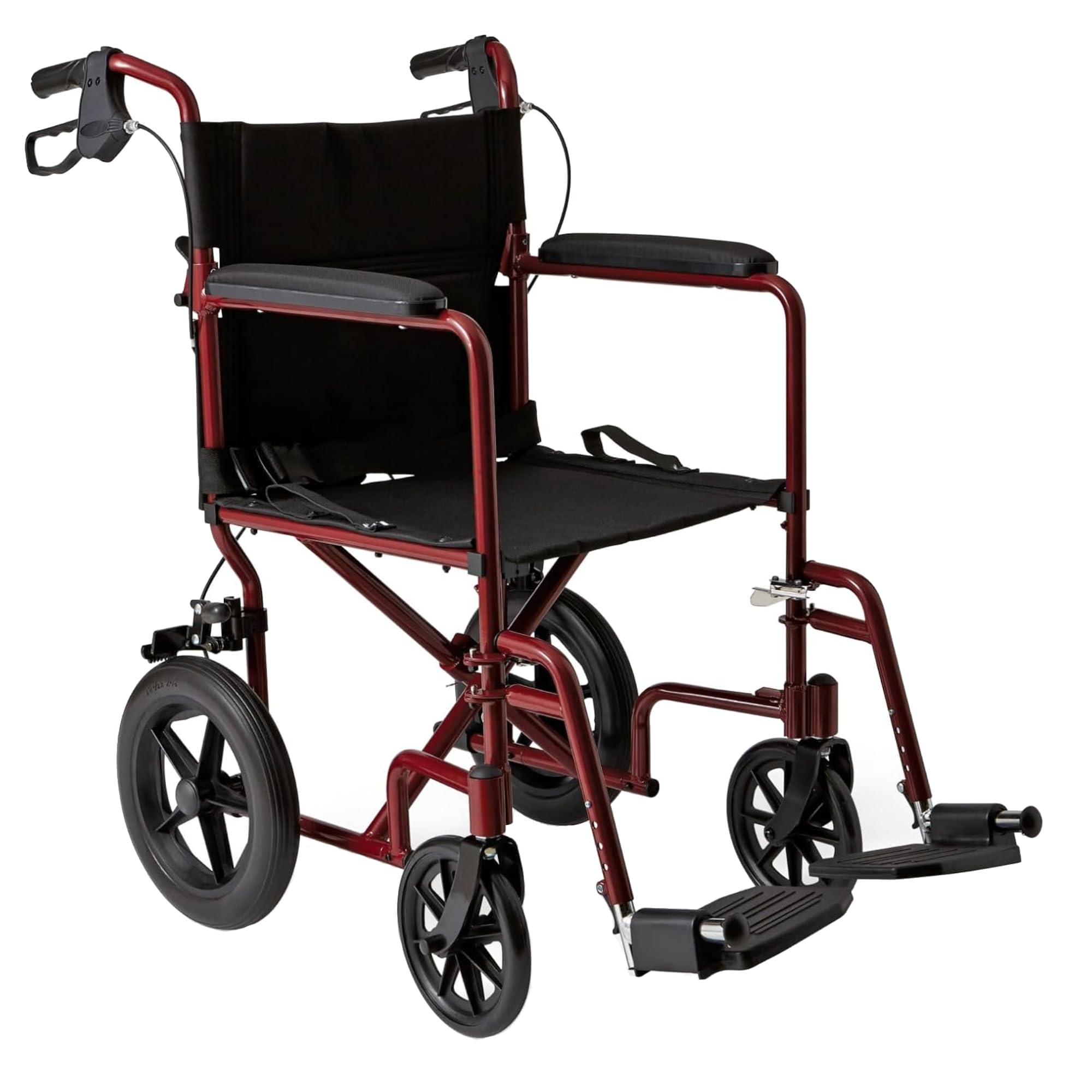 Medline Lightweight Transport Wheelchair with Handbrakes, Folding Transport Chair for Adults has 12 inch Wheels, Red 🍁 All In One Marketplace Canada