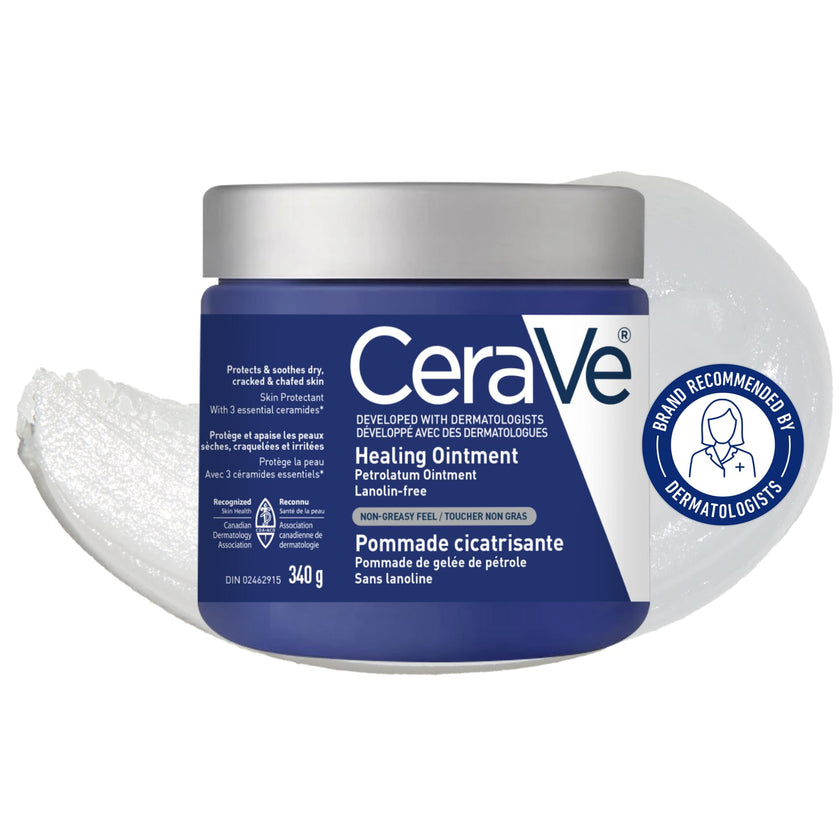 CeraVe Healing Ointment, Moisturizing Petrolatum Skin Protectant for Dry Skin with Hyaluronic Acid and Ceramides, Multi-Purpose Face, Body & Lip Balm, Lanolin-Free & Fragrance-Free, 340g 🍁 All In One Marketplace Canada