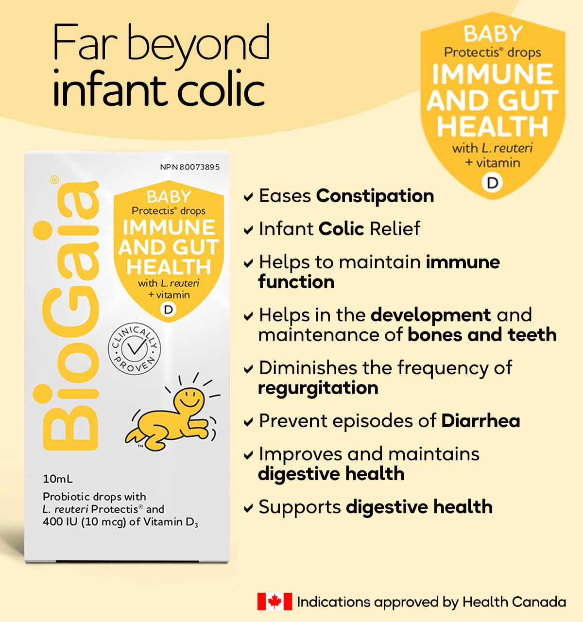 BioGaia Probiotic Drops with 400IU of Vit.D | 10mL BioGaia Immune & Gut Health | 50 Day Supply | Promotes The Development of Healthy Immune & Digestive Systems in Infants, Babies & Toddlers 🍁 All In One Marketplace Canada