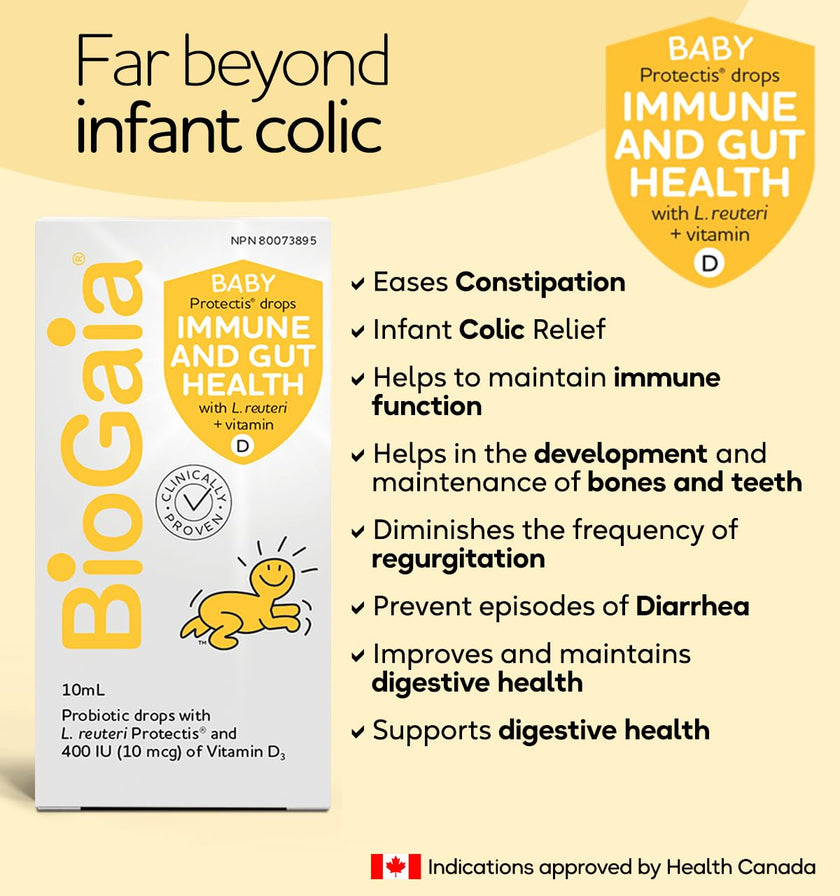 BioGaia Probiotic Drops with 400IU of Vit.D | 10mL BioGaia Immune & Gut Health | 50 Day Supply | Promotes The Development of Healthy Immune & Digestive Systems in Infants, Babies & Toddlers 🍁 All In One Marketplace Canada