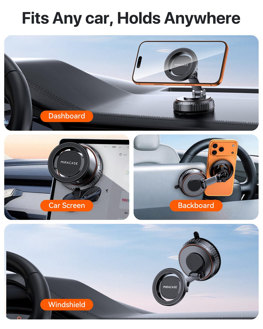 Miracase for MagSafe Car Mount[20 Powerful N55 Magnets+Industrial-Grade Vacuum Base] Magnetic Phone Holder Car 360° Full-Directional Adjustment, Fit for Windshield & Dashboard with All Smartphones 🍁 All In One Marketplace Canada