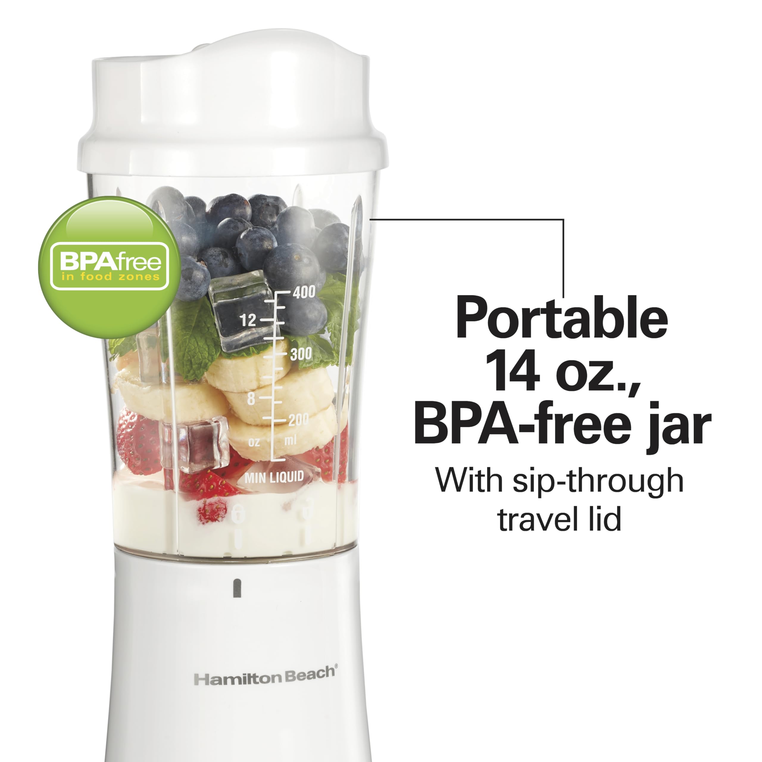 Hamilton Beach 51101V Personal Blender with Travel Lid, White 🍁 All In One Marketplace Canada