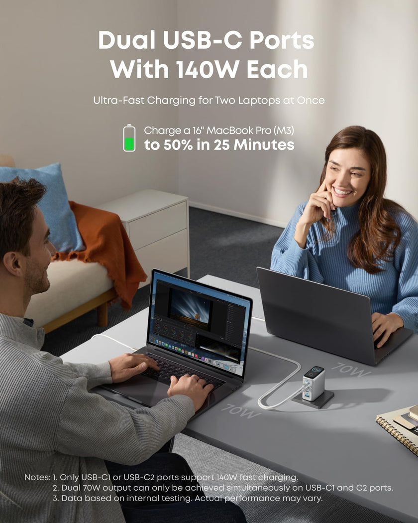 Anker Laptop Charger, 140W MAX USB C Charger, 4-Port Multi-Device Fast Charging, Advanced GaN Power Adapter, Intuitive Touch Controls, for MacBook, iPhone 17/16 Series, Samsung Galaxy, Pixel, and More 🍁 All In One Marketplace Canada