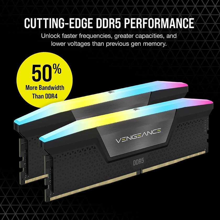 CORSAIR Vengeance RGB DDR5 RAM 32GB (2x16GB) Up to 6000MHz CL36-44-44-96 1.35V Intel XMP 3.0 Computer Memory – Black (CMH32GX5M2E6000C36) 🍁 All In One Marketplace Canada