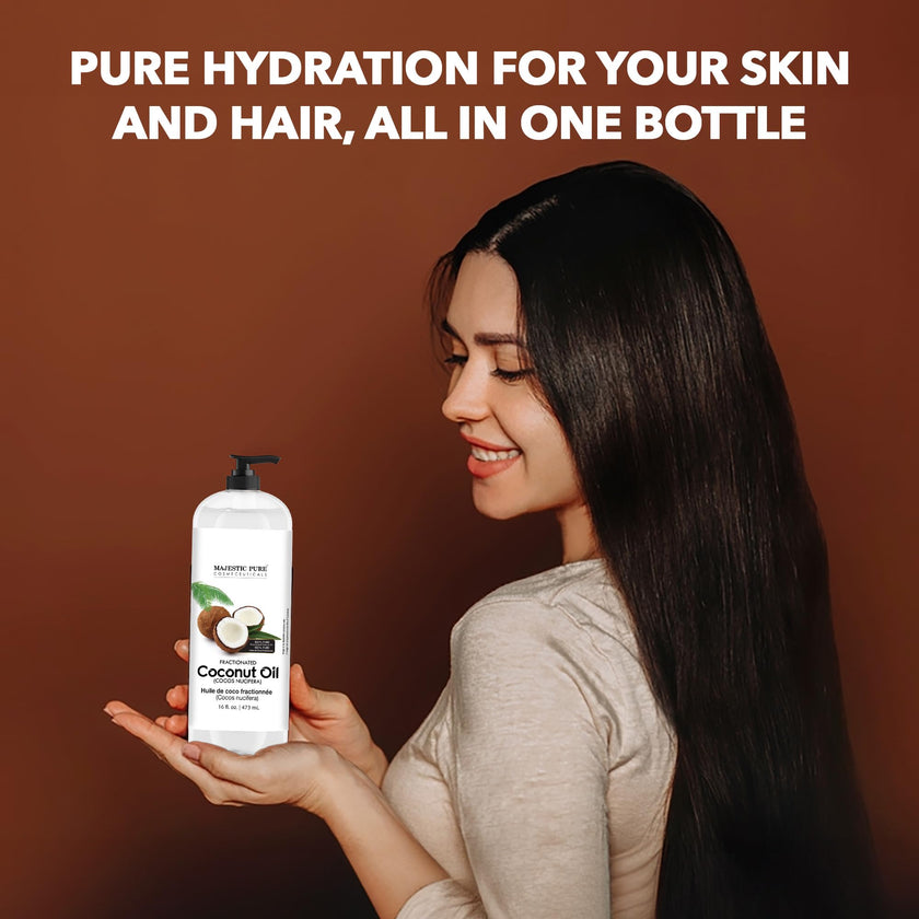 Majestic Pure Fractionated Coconut Oil – Lightweight Liquid Carrier Oil for Essential Oils, Massage, Skin, Hair & DIY Personal Care Applications – 16 Fl Oz 🍁 All In One Marketplace Canada