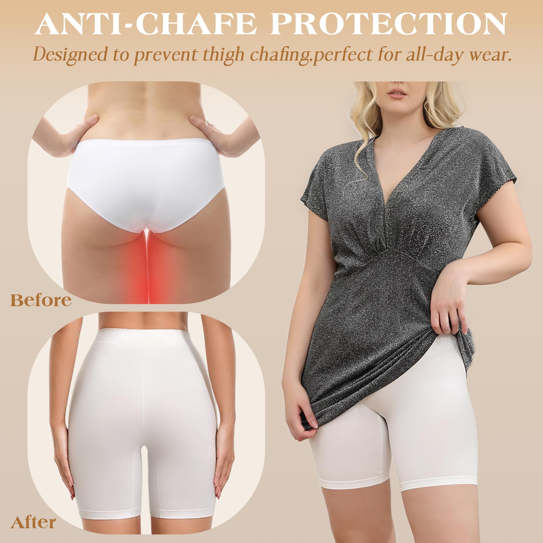 Reamphy 3 Pack Slip Shorts for Women Under Dress,Comfortable Smooth Yoga Shorts, Workout Biker Shorts 🍁 All In One Marketplace Canada
