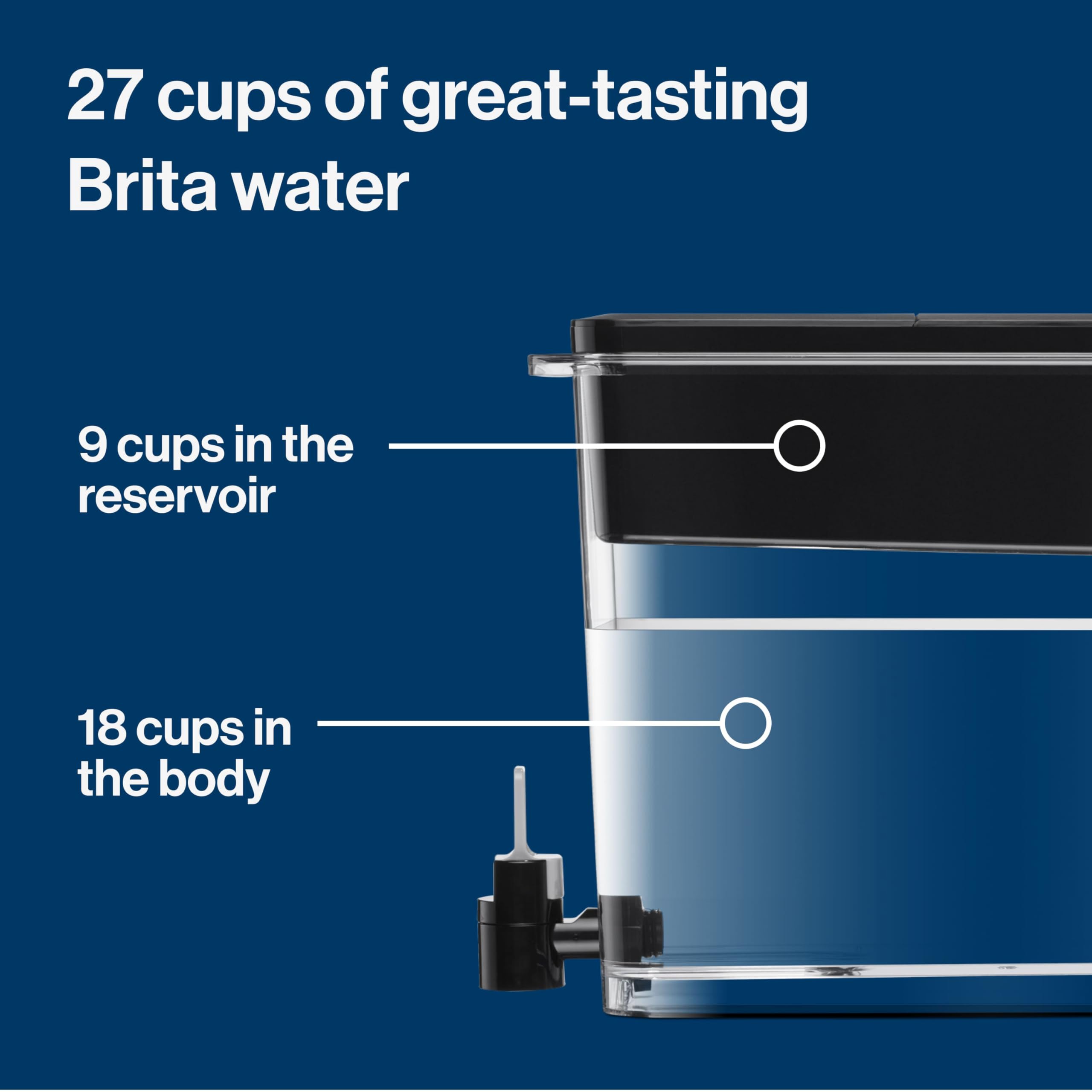 Brita Extra Large 27 Cup Filtered Water Dispenser with 1 Brita Elite Filter, Made Without BPA, UltraMax, Black 🍁 All In One Marketplace Canada