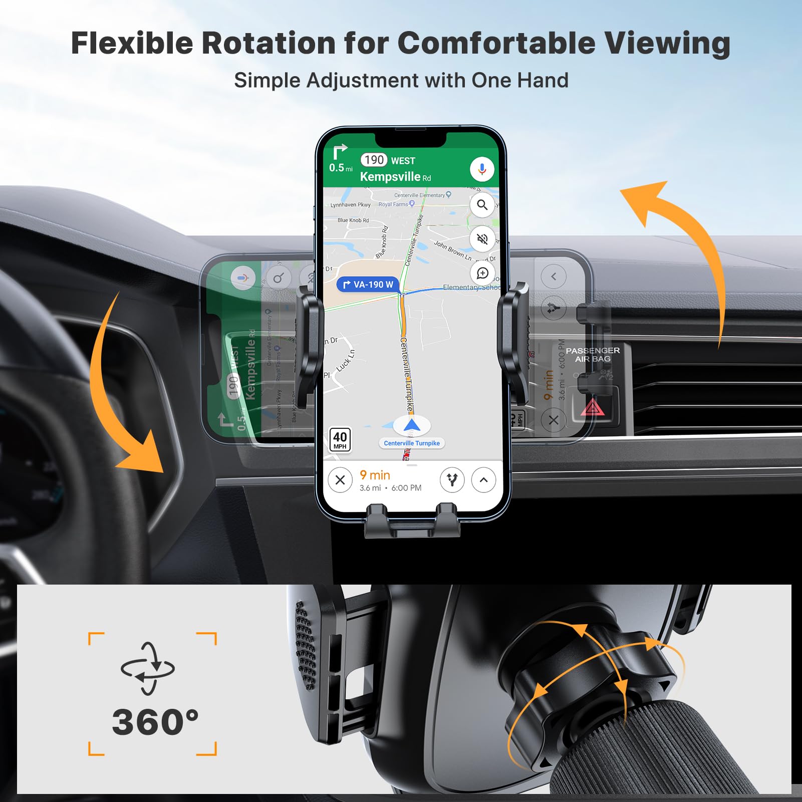 Miracase Phone Holder Car Mount:Universal Air Vent Cellphone Stand Brakect with Metal Hook Clip,360 Rotating Carmount Accessories for iPhone 17/16/15/14/13/12 Pro Max,Galaxy,Camera,Black 🍁 All In One Marketplace Canada