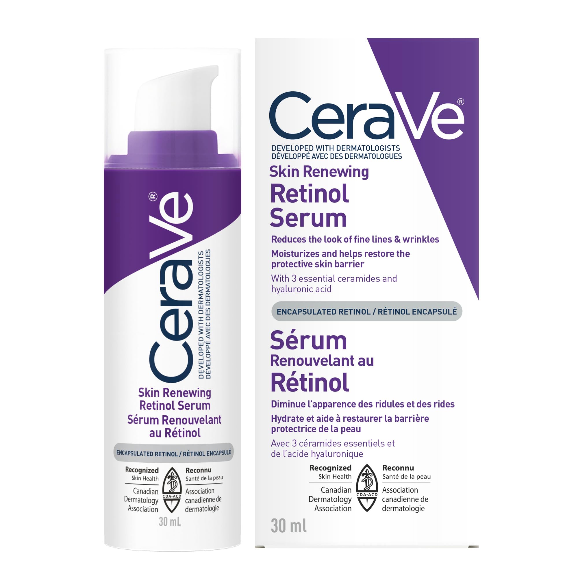 CeraVe Retinol Serum for Face, Skin Renewing Retinol & Hyaluronic Acid Serum for Men & Women. Anti Aging to Improve Appearance of Fine Lines & Wrinkles. Fragrance-Free & Non-Comedogenic. 30mL 🍁 All In One Marketplace Canada