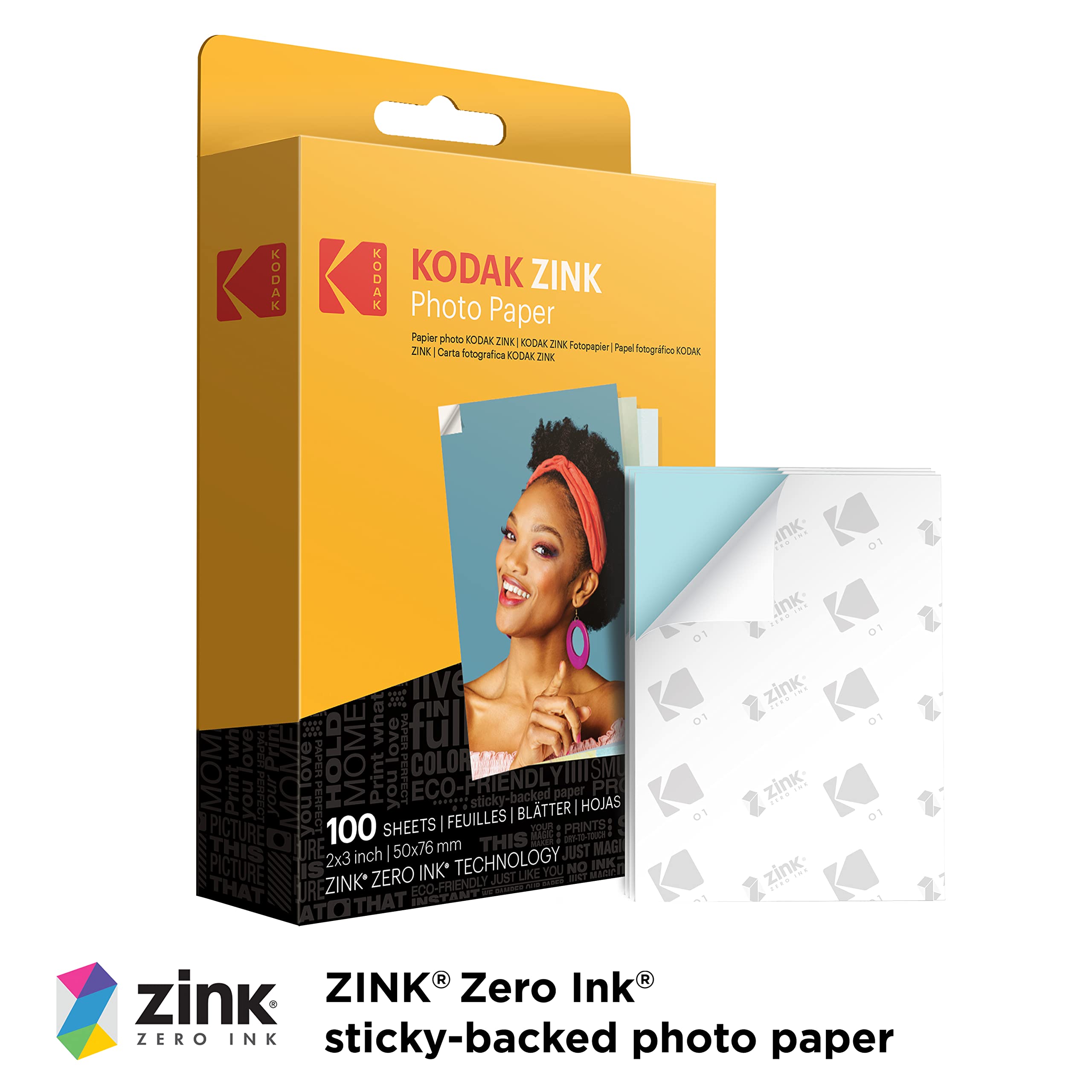 Kodak Zink Photo Paper 2x3 Inches (100 Sheets) Compatible with Kodak Step, Step Slim, Printomatic, Printomatic+, Smile+, Step Touch 🍁 All In One Marketplace Canada