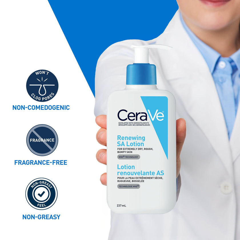 CeraVe SALICYLIC ACID Lotion, Renewing SA Exfoliating Body Lotion for Dry, Rough & Bumpy Skin, Psoriasis, Keratosis Pilaris, Itching & Flaking. With Lactic Acid, Hyaluronic Acid, Fragrance Free, 237ML 🍁 All In One Marketplace Canada